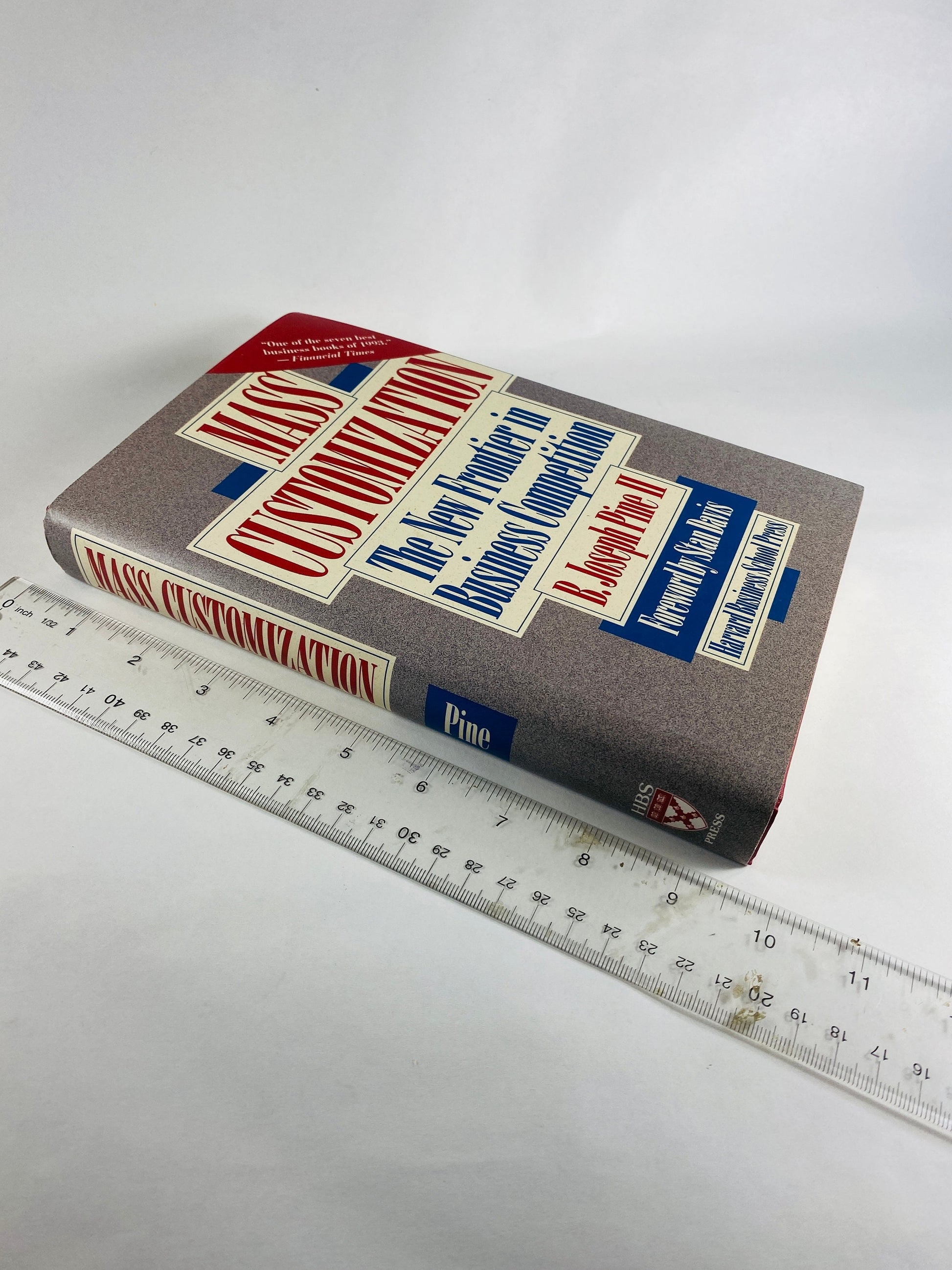 Mass Customization vintage Business Competition book by Joseph Pine circa 1993 Red home bookshelf decor Harvard Business School