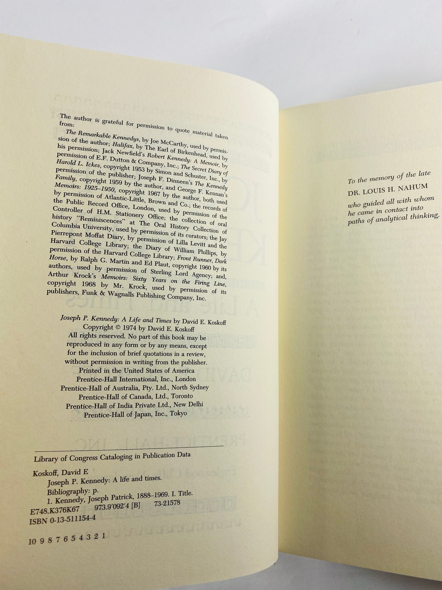 Joseph Kennedy vintage book by David Koskoff circa 1974 biography about controversial business dealings and political career