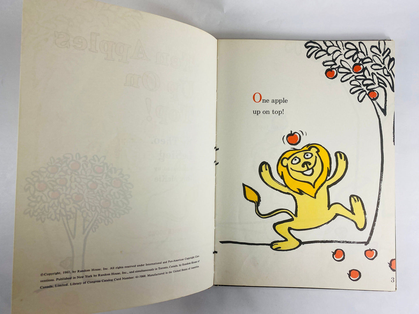 Ten Apples Up on Top vintage Dr Seuss book circa 1961 by Theodor Geisel collectible children's book early beginning reader