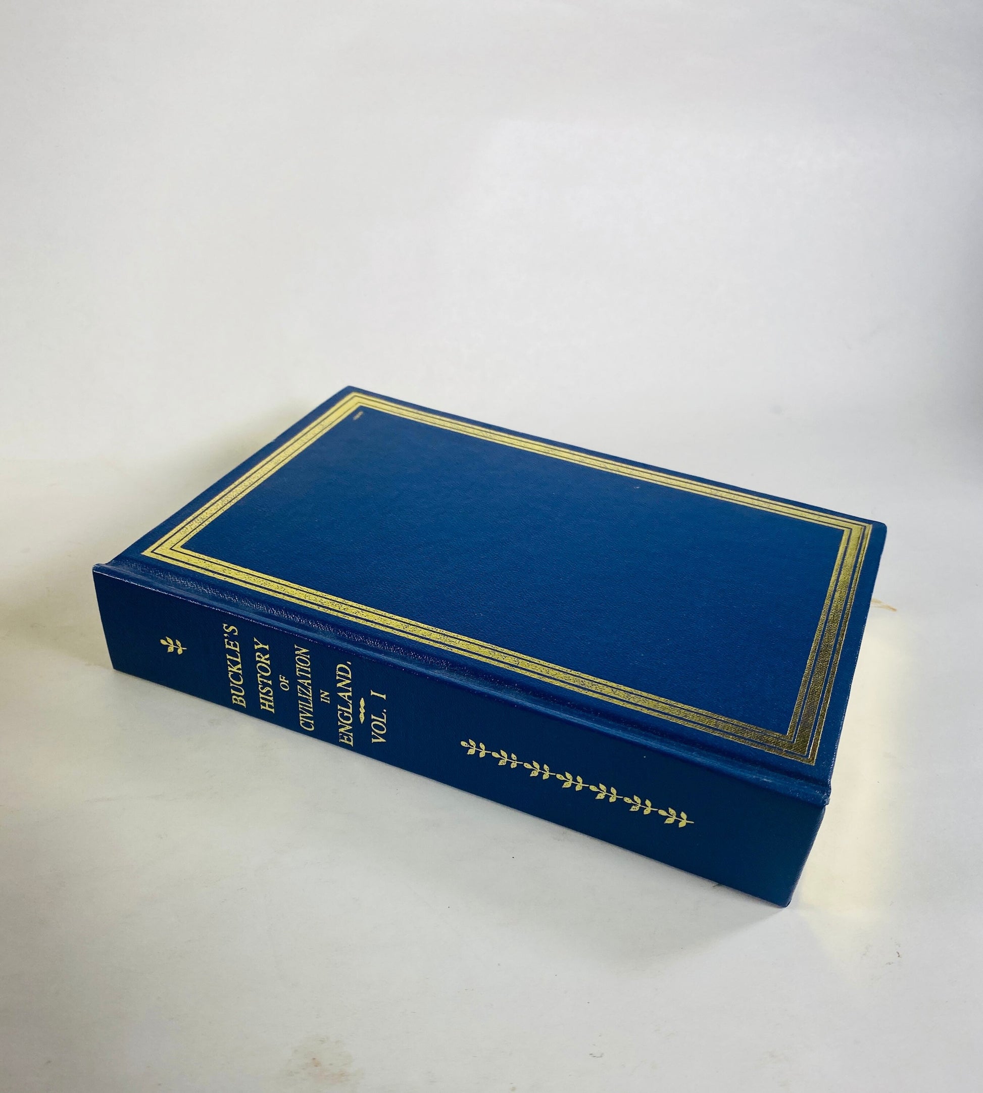 History of Civilization in England vintage book by Henry Thomas Buckle circa 1987 Beautiful blue and gold decor lot set volumes 1 2 and 3