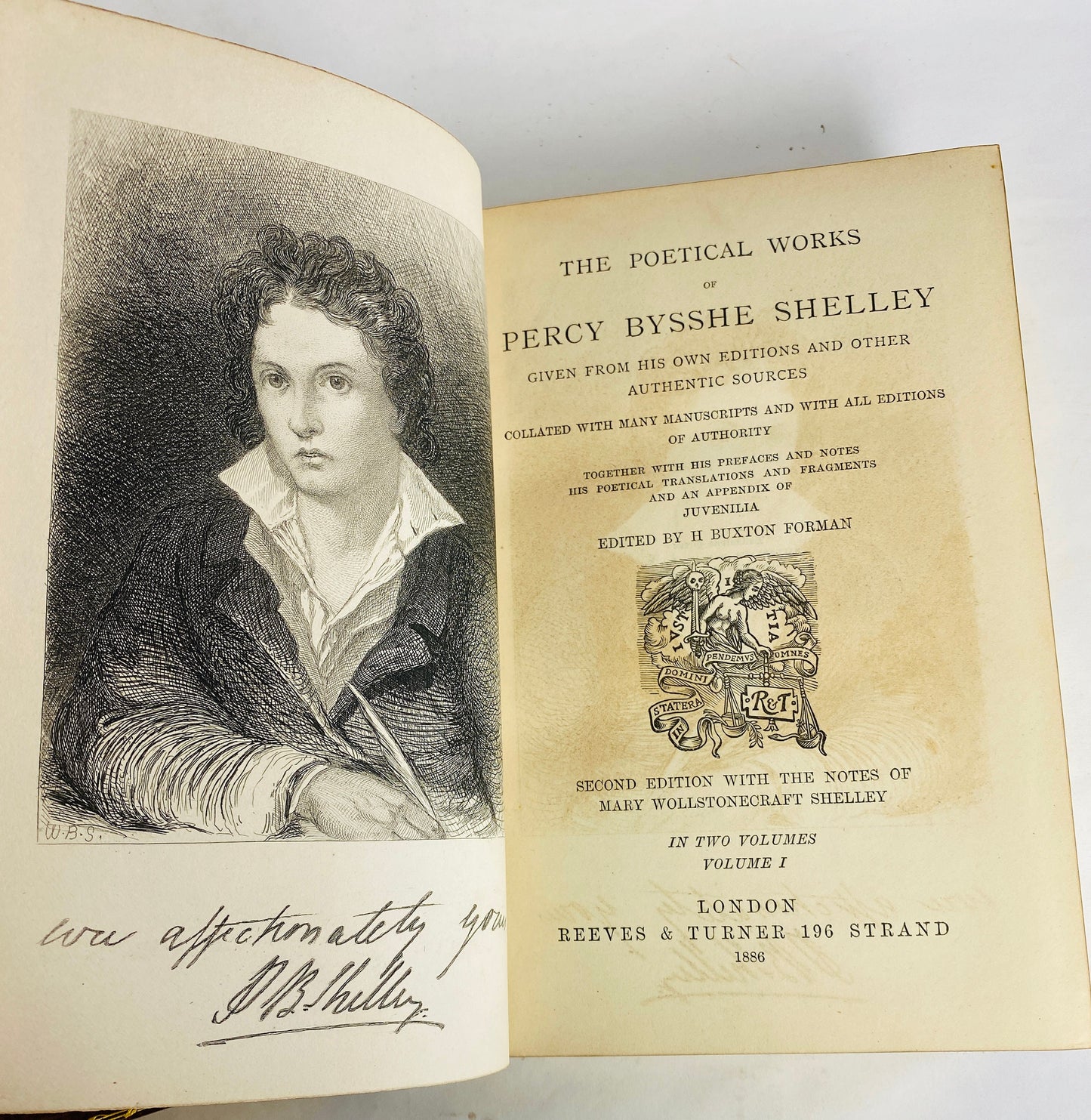 Poetical Works of Percy Bysshe Shelley antique set circa 1886 Vintage poetry books with brown leather, marbeled boards Adonais & other poems