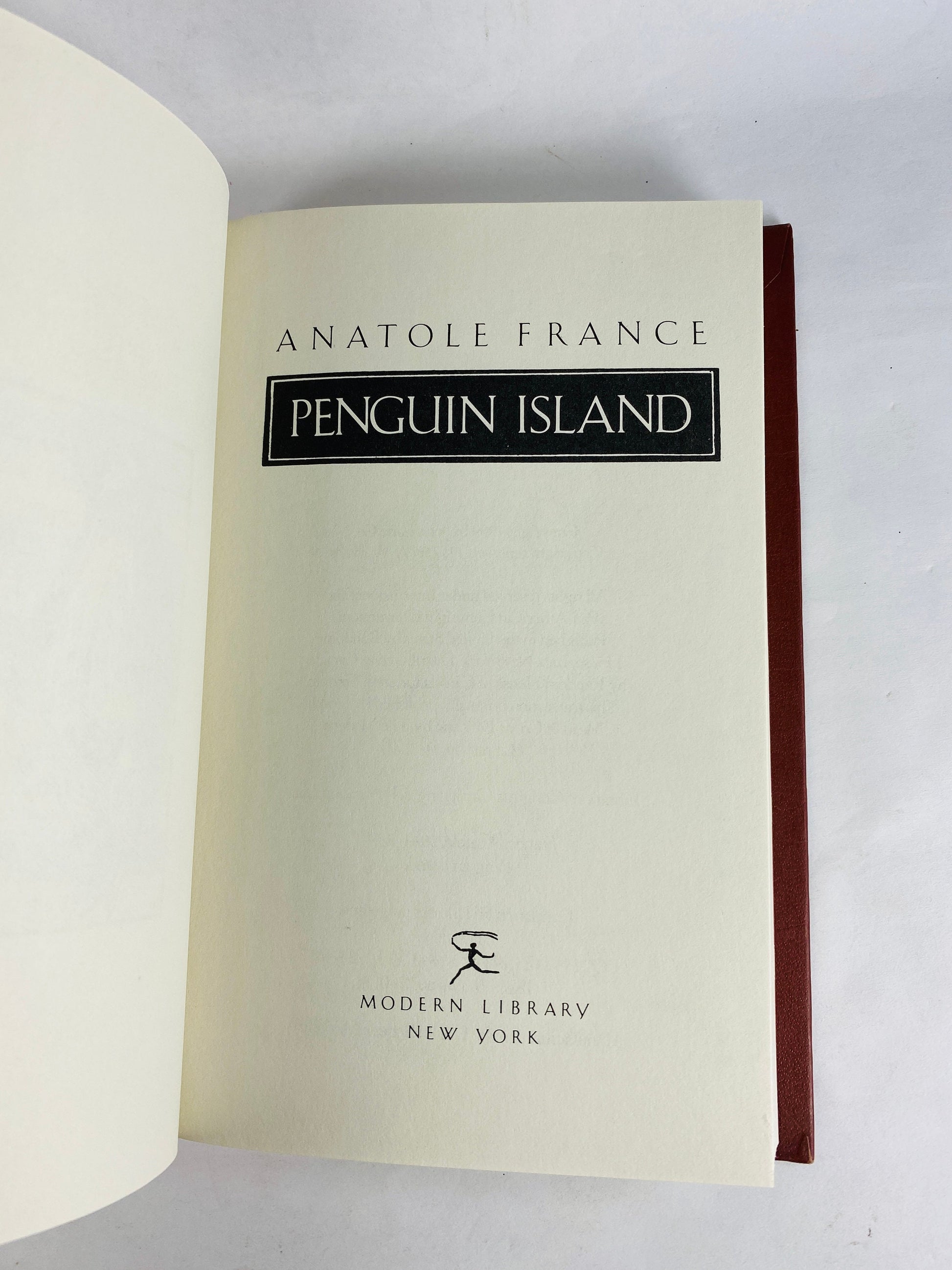 Penguin Island by Anatole France vintage Modern Library book with dust jacket Satirical fantasy novel, Nobel Prize for Literature winner