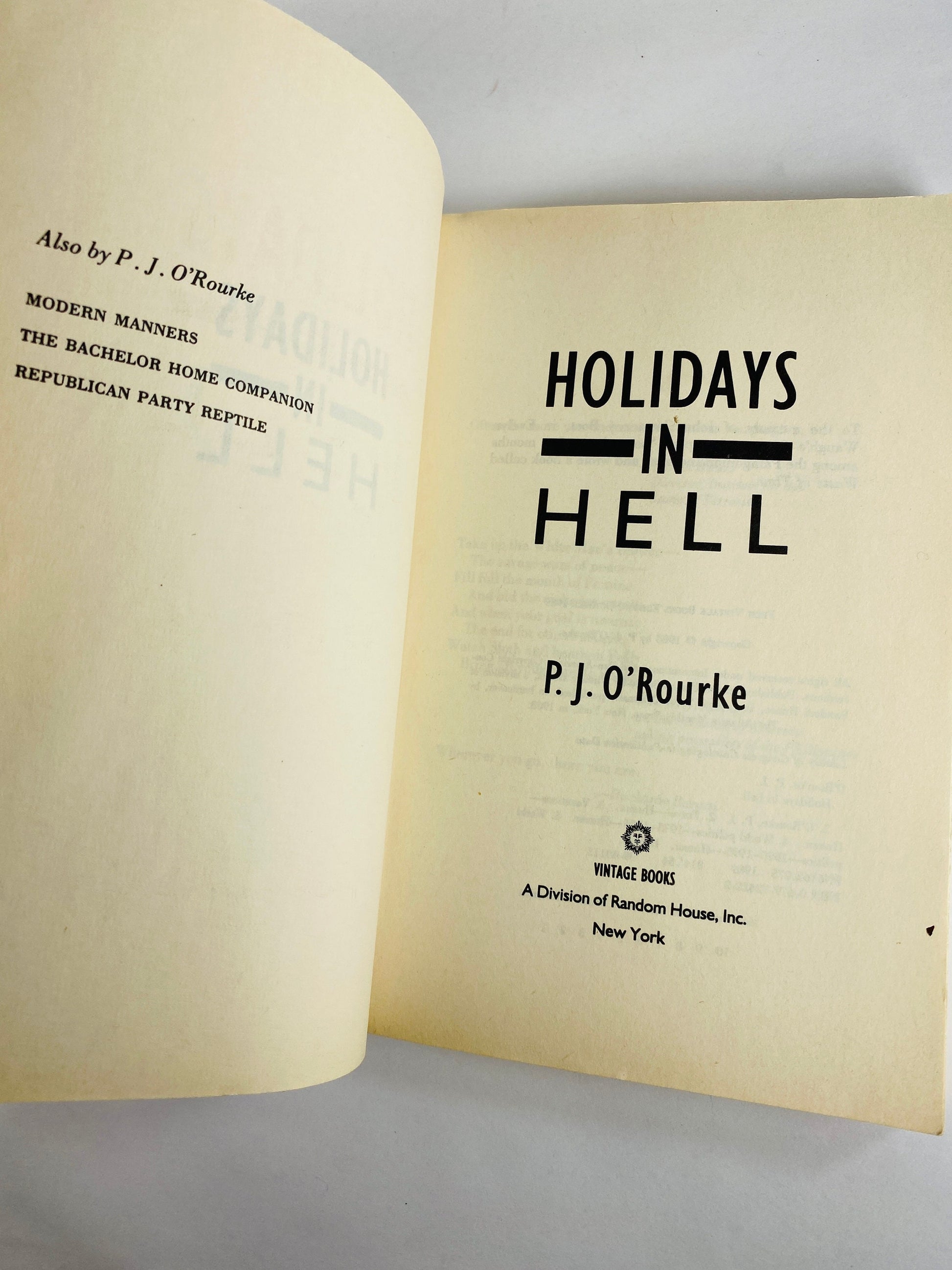 Holidays in Hell by PJ O'Rourke vintage paperback book circa 1988 Libertarian economics, capitalism Free thinking intellectual