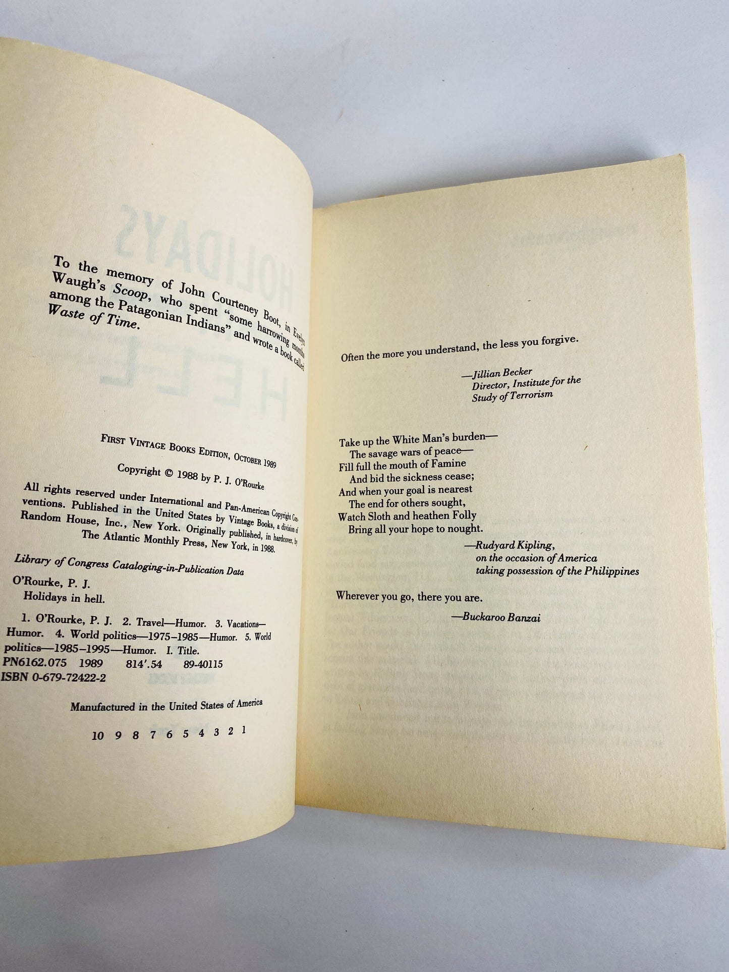 Holidays in Hell by PJ O'Rourke vintage paperback book circa 1988 Libertarian economics, capitalism Free thinking intellectual