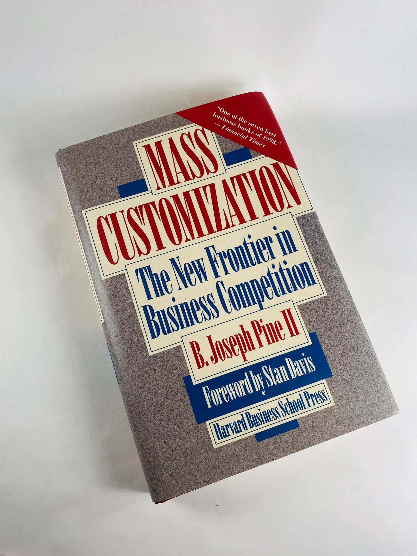 Mass Customization vintage Business Competition book by Joseph Pine circa 1993 Red home bookshelf decor Harvard Business School