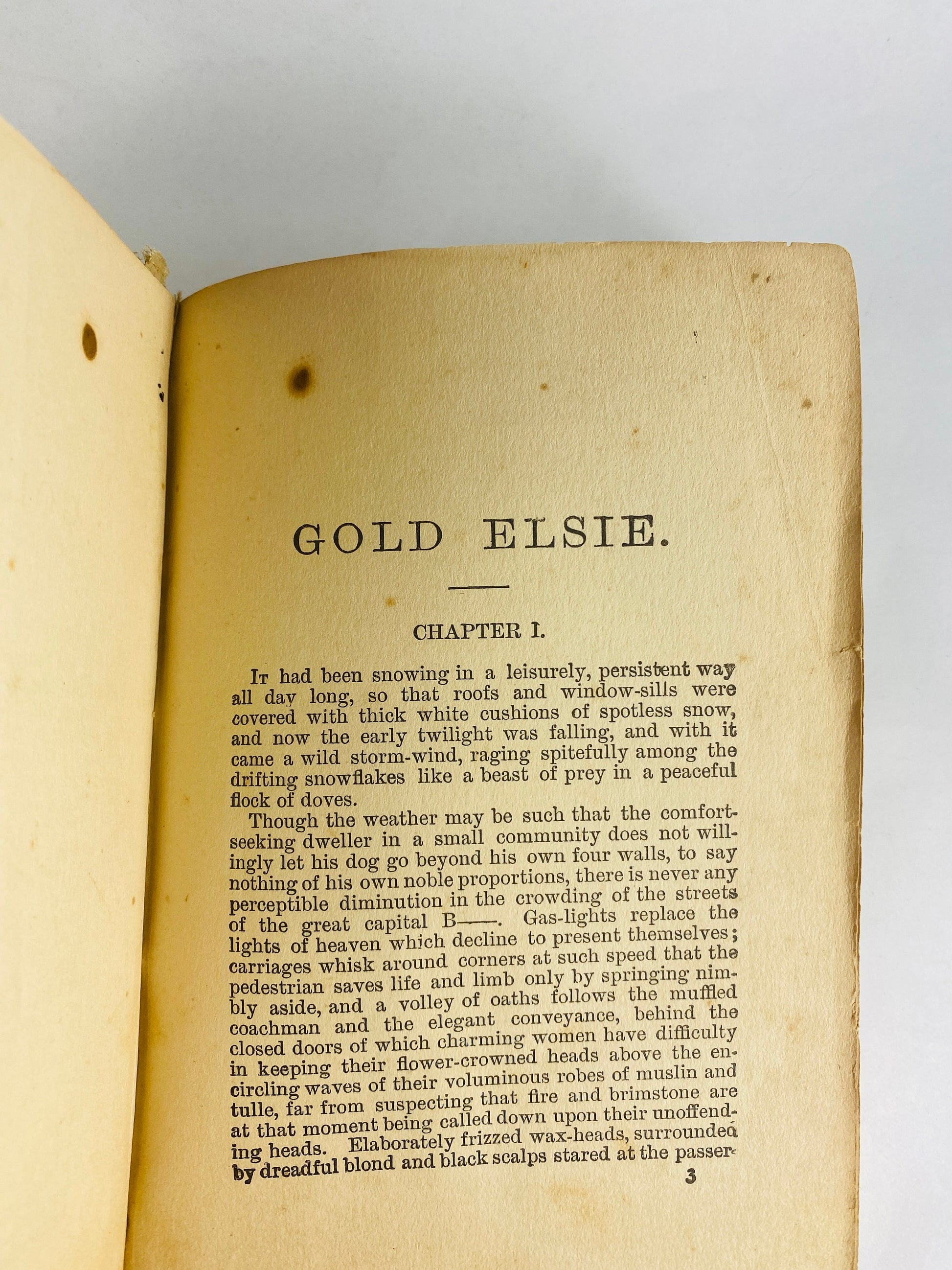 Gold Elsie vintage book by Eugenie Marlitt antique romance story of a attraction between a young woman and an older man. Poor Condition