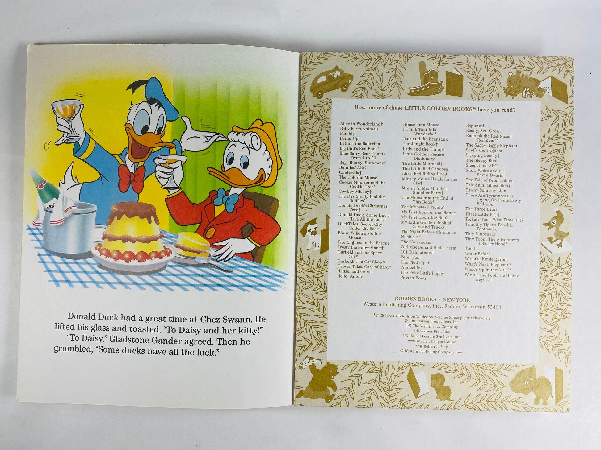 1987 Donald Duck vintage Little Golden Book by Walt Disney Some Ducks have all the Luck Stocking stuffer children gift