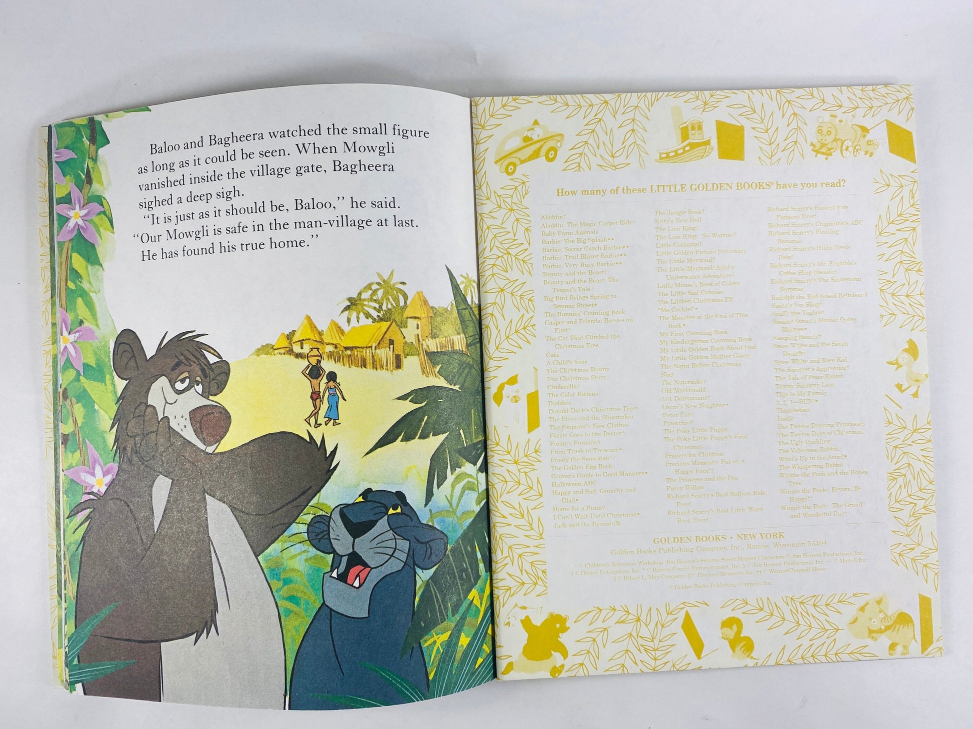 Jungle Book vintage Little Golden Book by Walt Disney Children's stocking stuffer gift