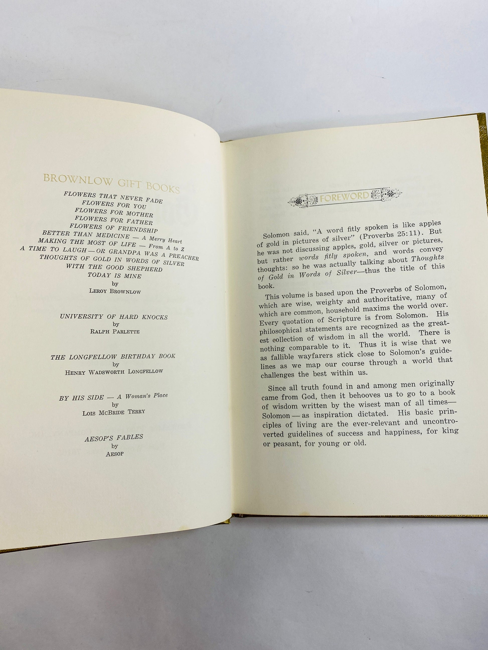 1974 Christian vintage book Thoughts of Gold in Words of Silver by Brownlow GORGEOUS binding New Testament Jesus Christ Valentine's Day