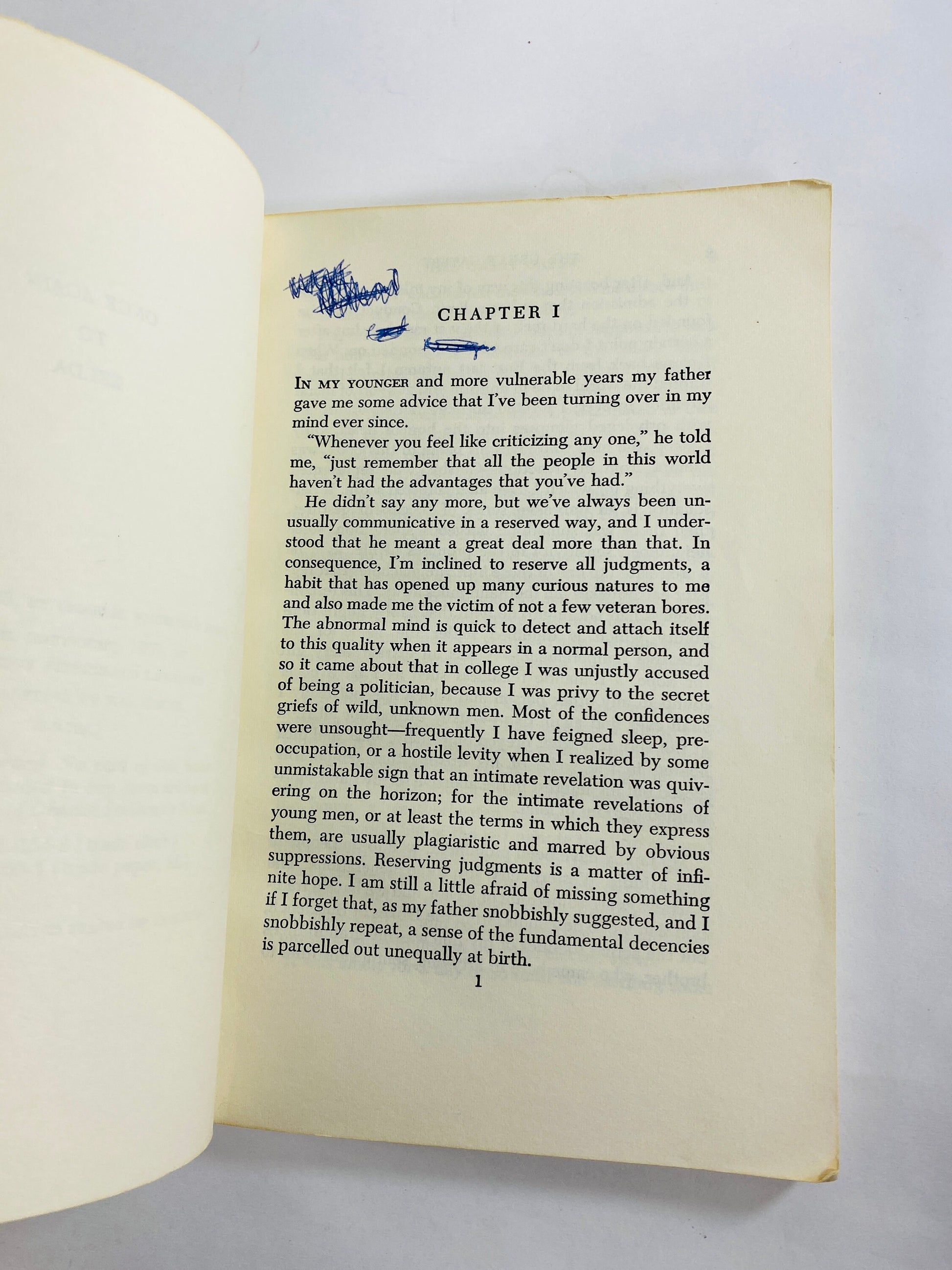 Great Gatsby vintage paperback book by F Scott Fitzgerald circa 1953 Scribner Library Classic Chanukah Christmas gift stocking stuffer