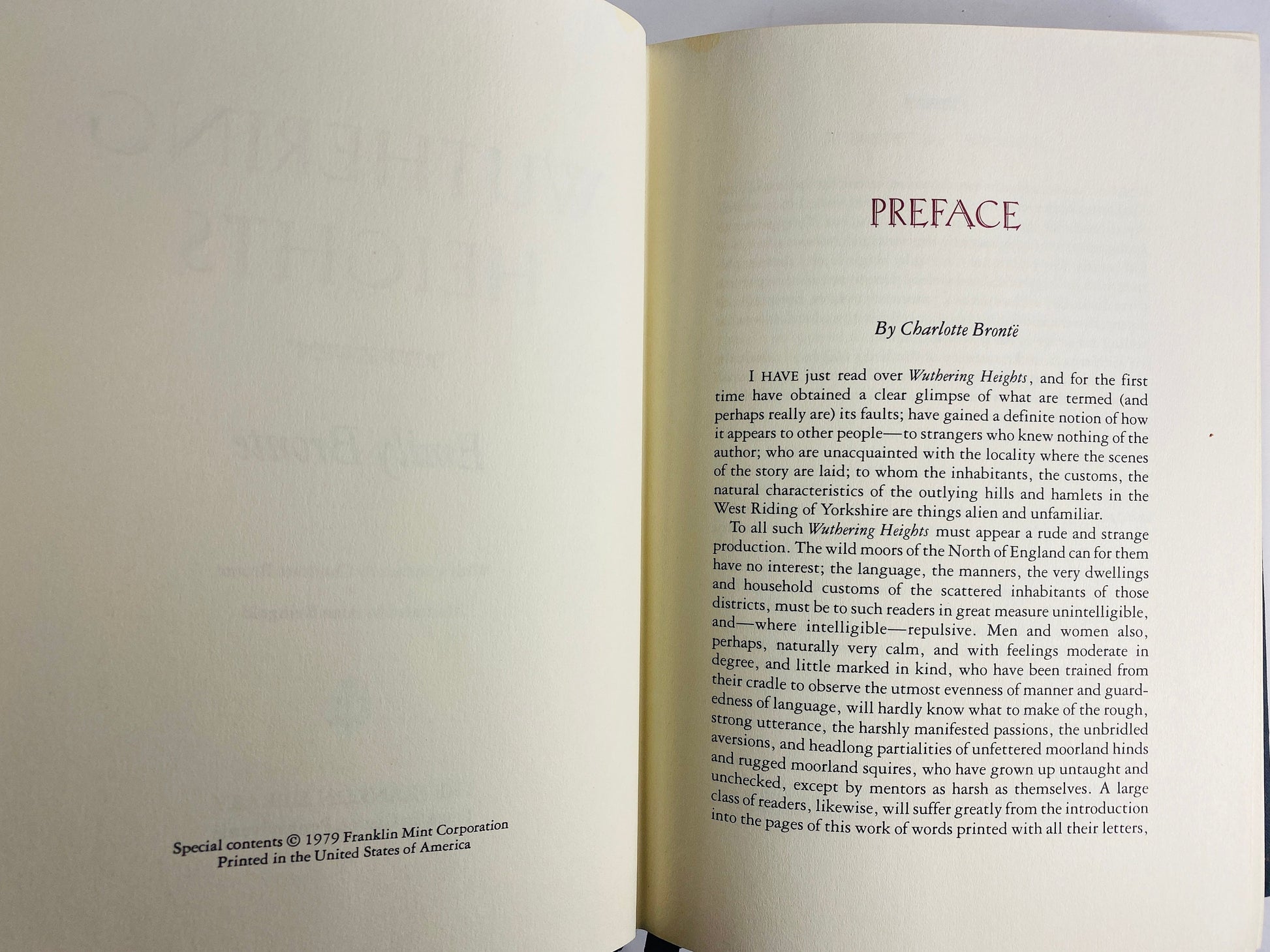 Wuthering Heights by Emily Bronte vintage book circa 1980 Franklin Library Fantastic love story gift gold Embossed leather collector