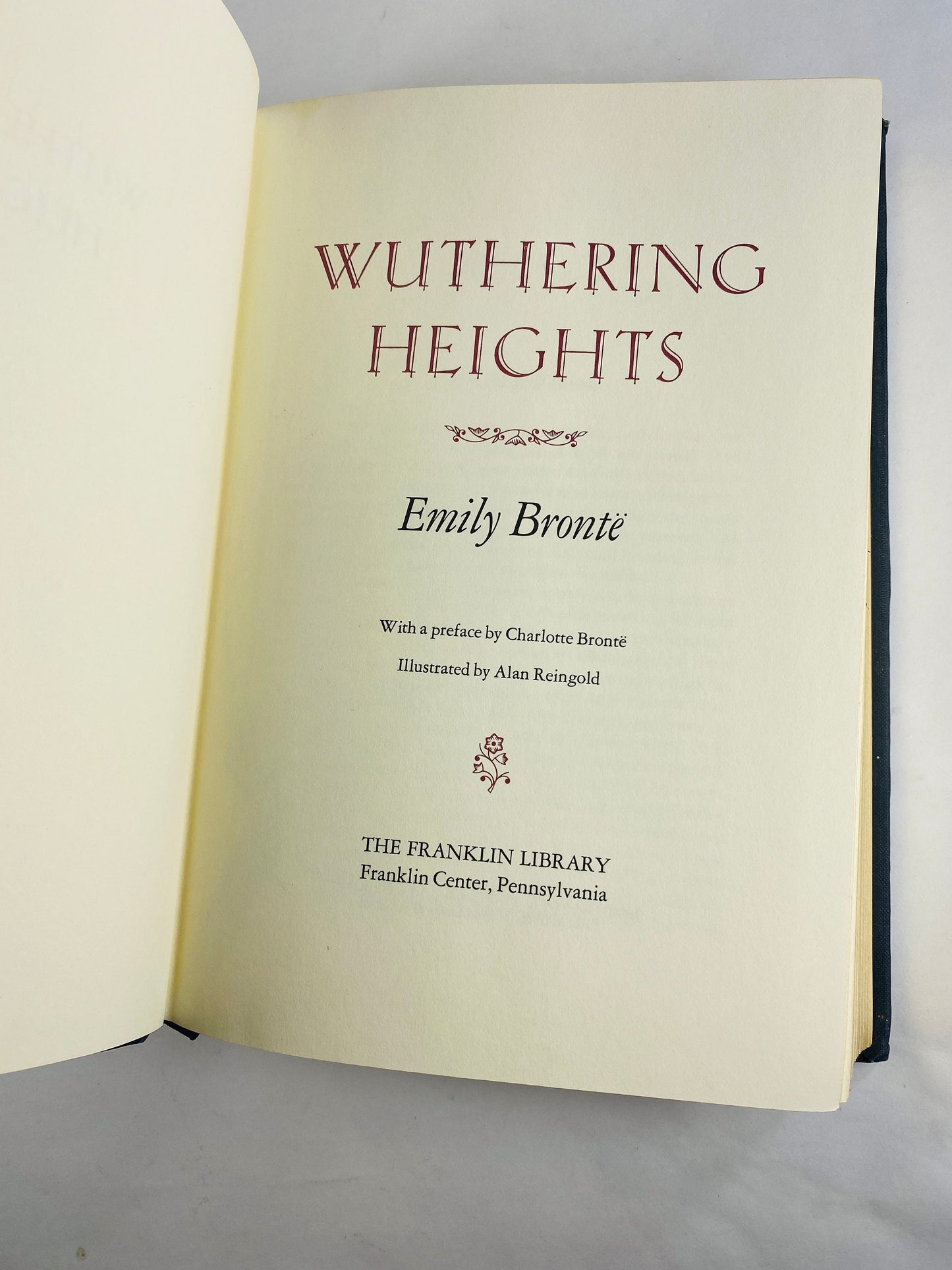 Wuthering Heights by Emily Bronte vintage book circa 1980 Franklin Library Fantastic love story gift gold Embossed leather collector