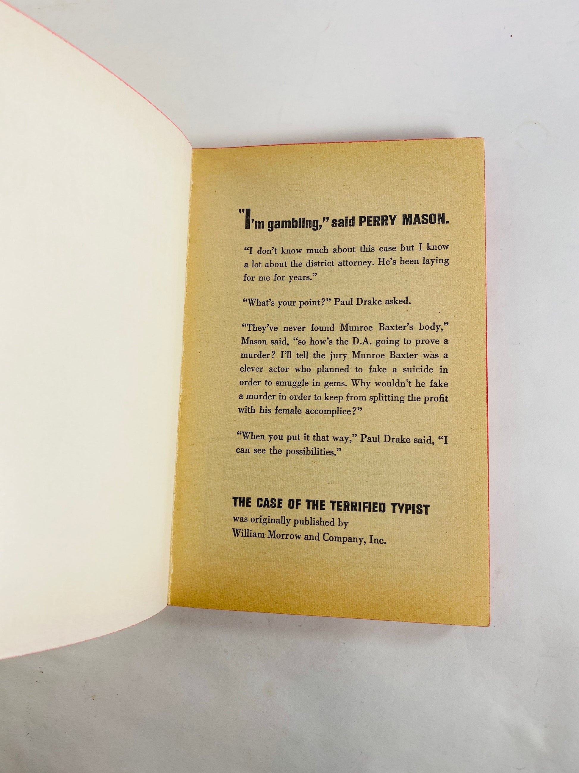 1956 Perry Mason the case of the terrified typist vintage paperback book by Erle Stanley Gardner FIRST PRINTING