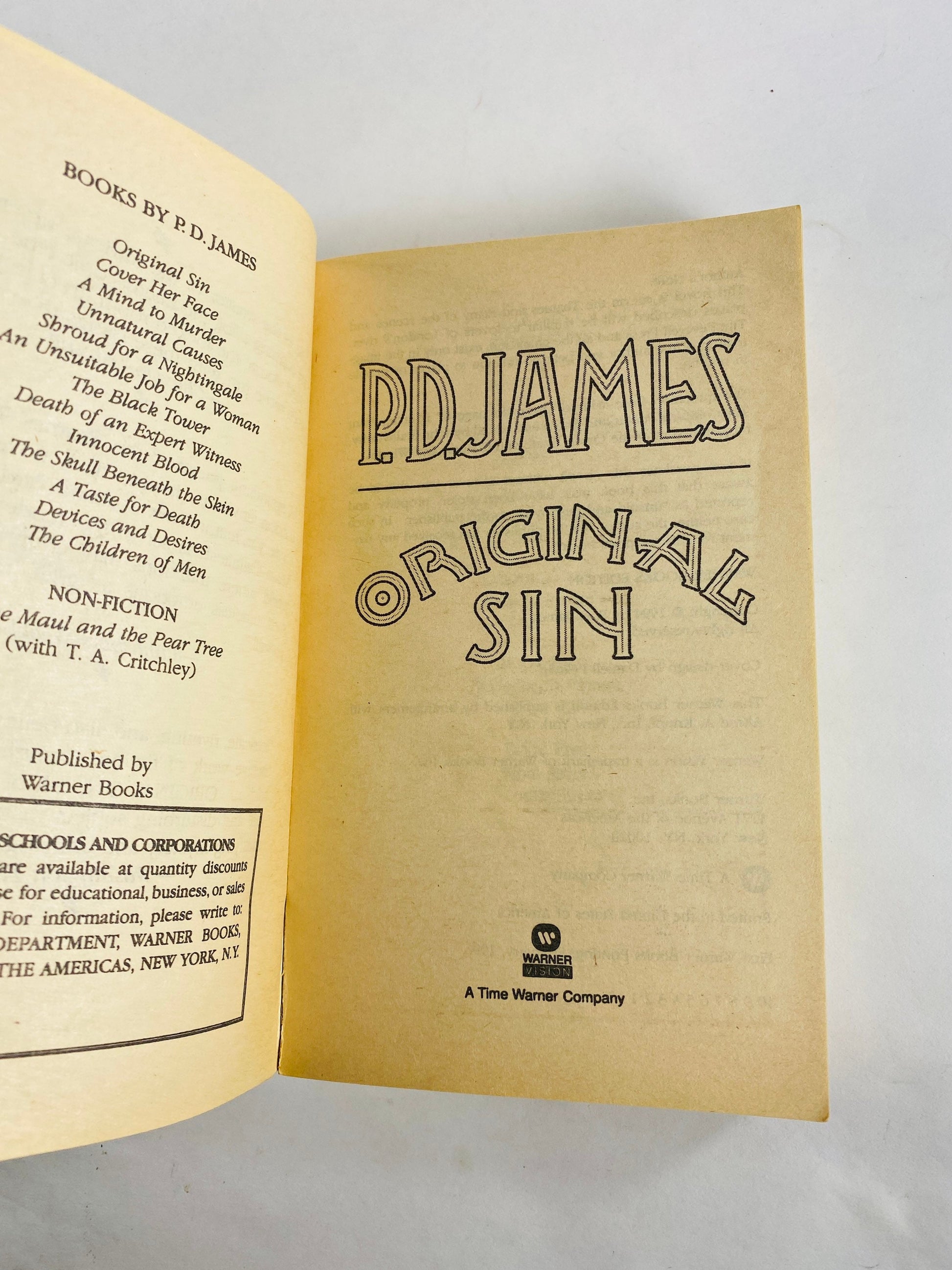 Original Sin by PD James vintage detective novel in the Adam Dalgliesh series FIRST printing paperback book circa 1996.
