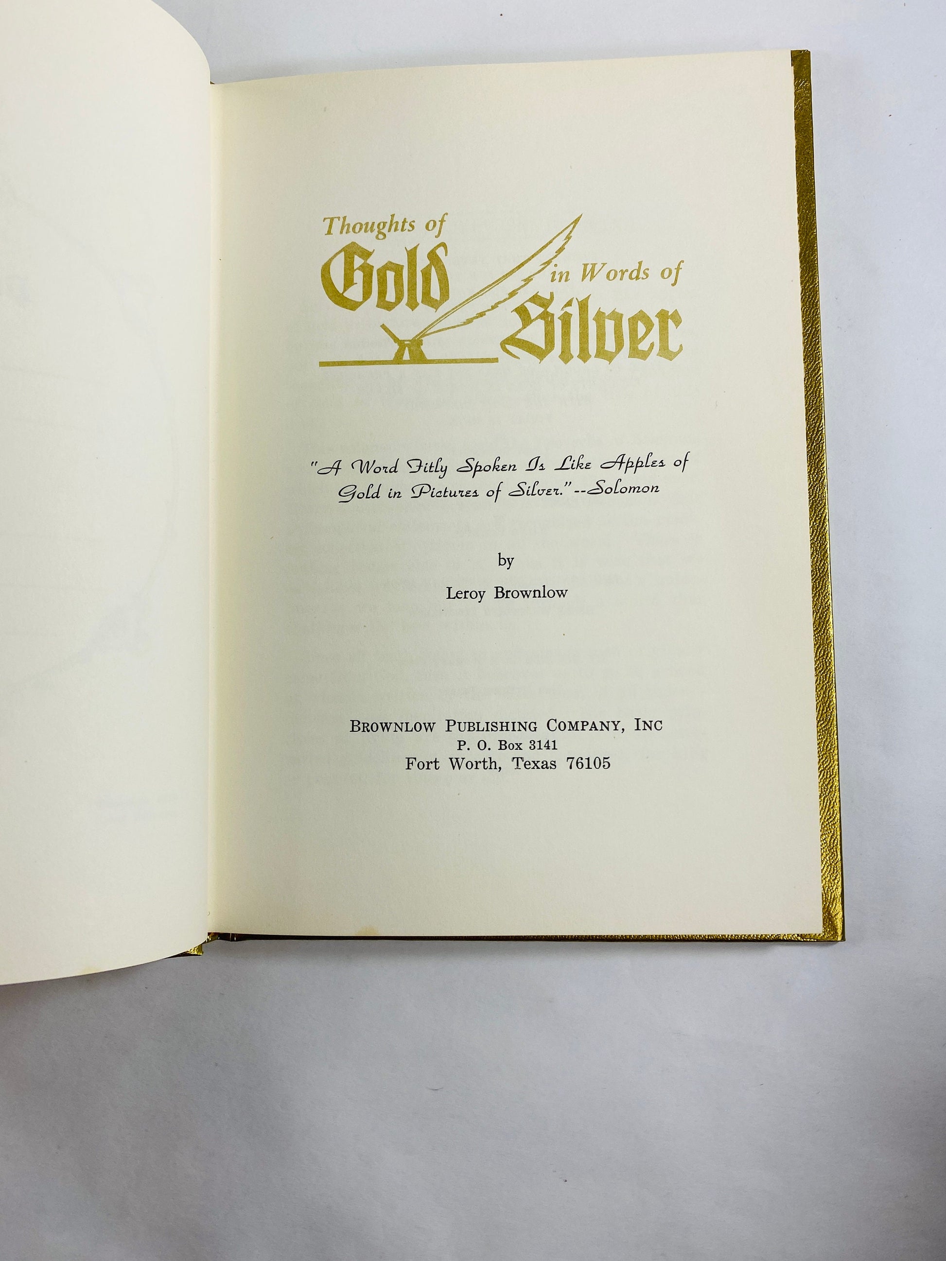 Christian vintage book Thoughts of Gold in Words of Silver by Leroy Brownlow circa 1974 GORGEOUS binding New Testament Jesus Christ