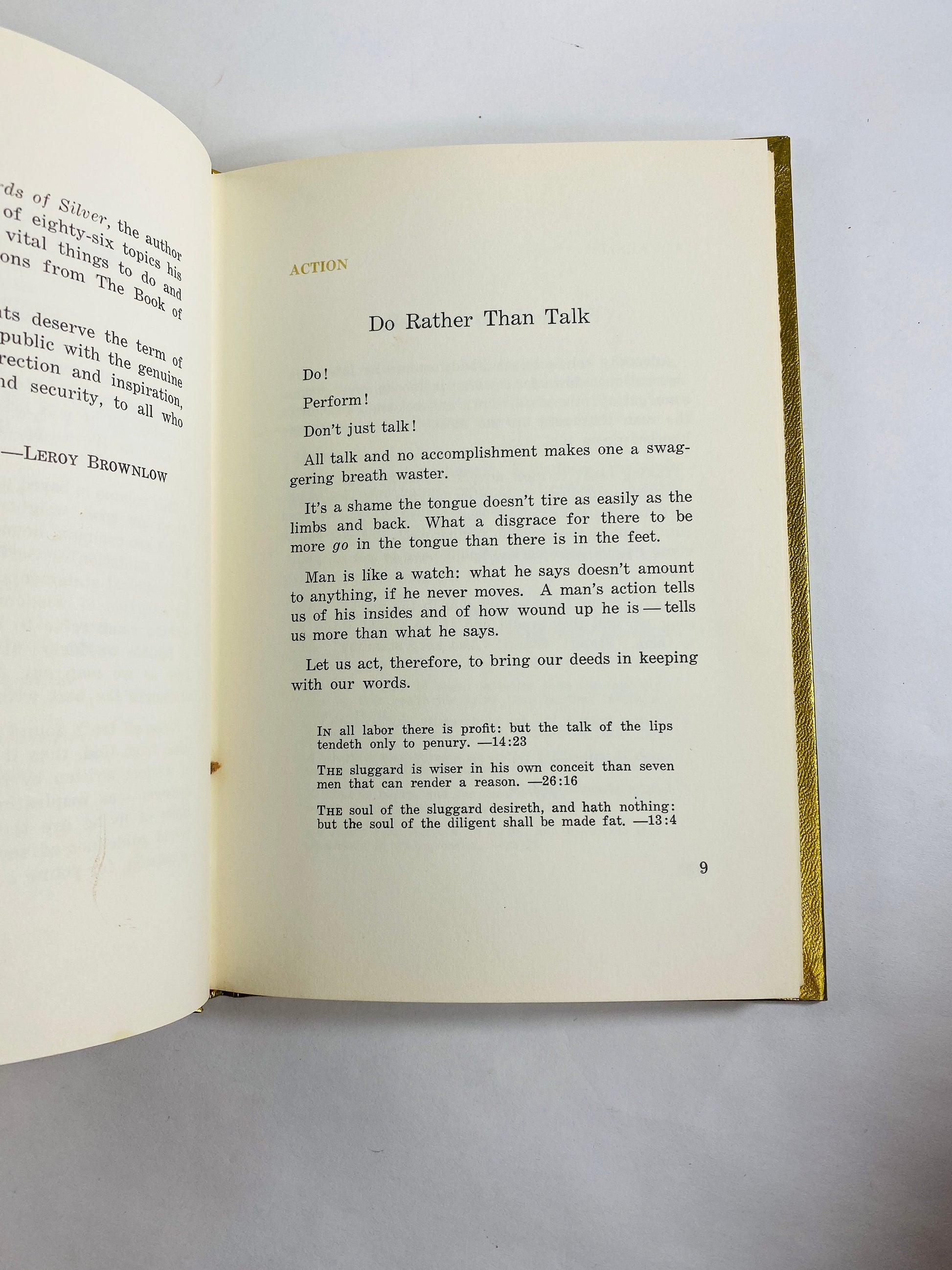 1974 Christian vintage book Thoughts of Gold in Words of Silver by Brownlow GORGEOUS binding New Testament Jesus Christ Valentine's Day