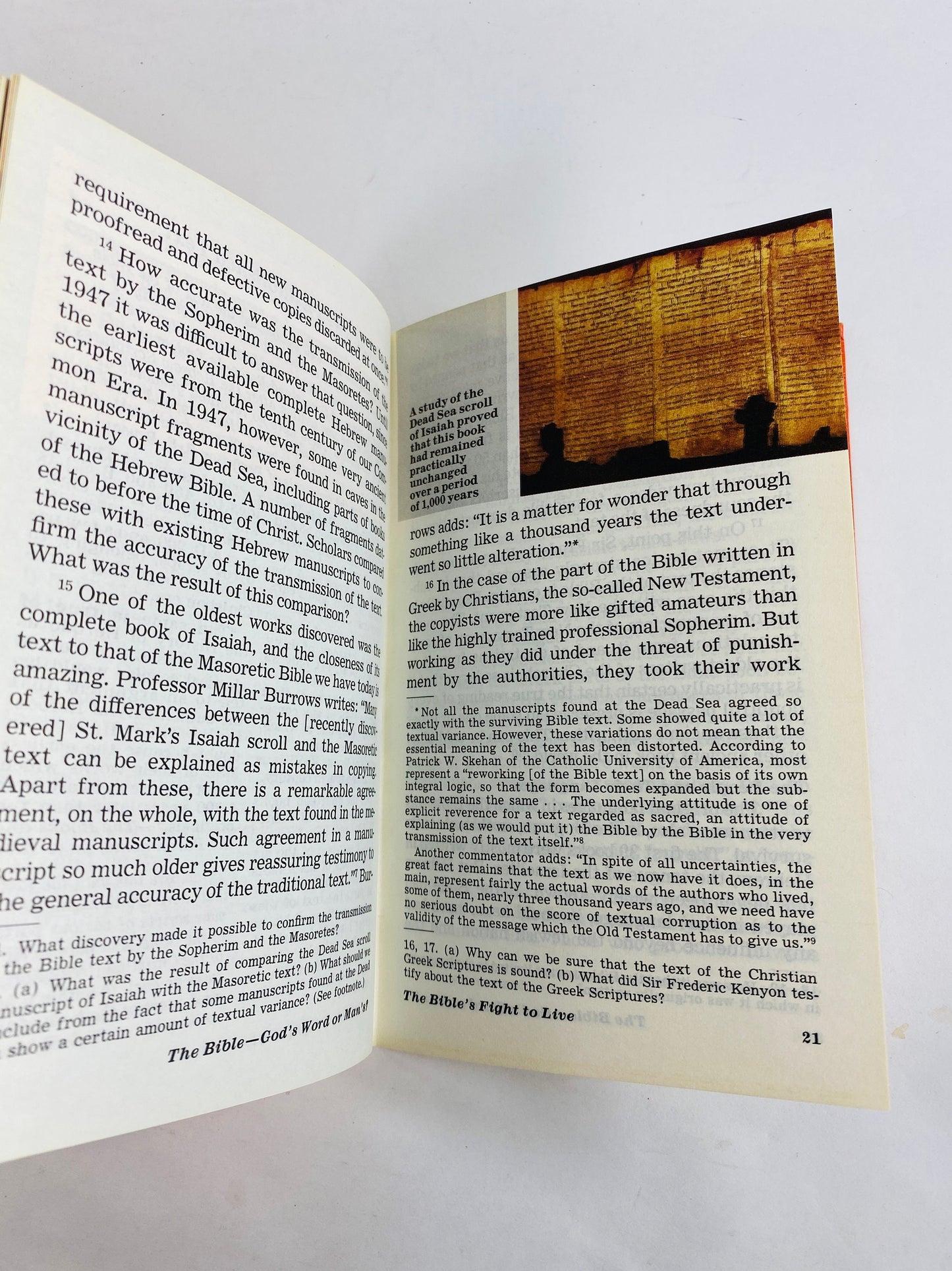 Bible vintage book God's Word or Man's small orange hardback book circa 1989 Provides textual content for studying the Scripture's subjects.