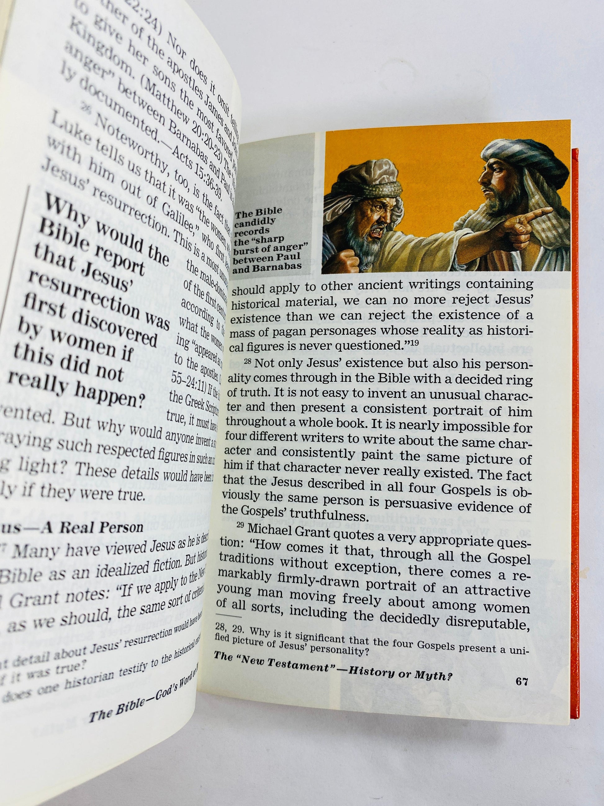 Bible vintage book God's Word or Man's small orange hardback book circa 1989 Provides textual content for studying the Scripture's subjects.