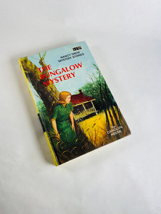 Nancy Drew Bungalow Mystery vintage book by Carolyn Keene circa 1960 vintage picture cover with black & white endpapers. Teen tween reading