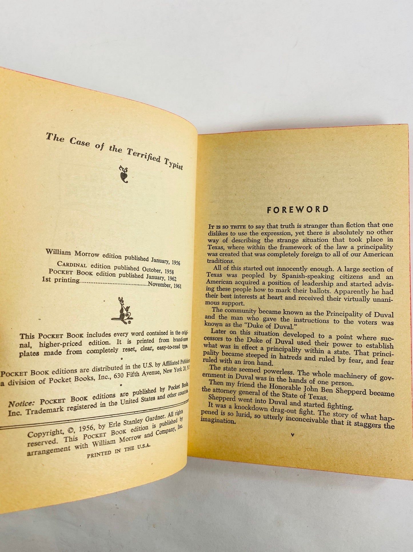 1956 Perry Mason the case of the terrified typist vintage paperback book by Erle Stanley Gardner FIRST PRINTING