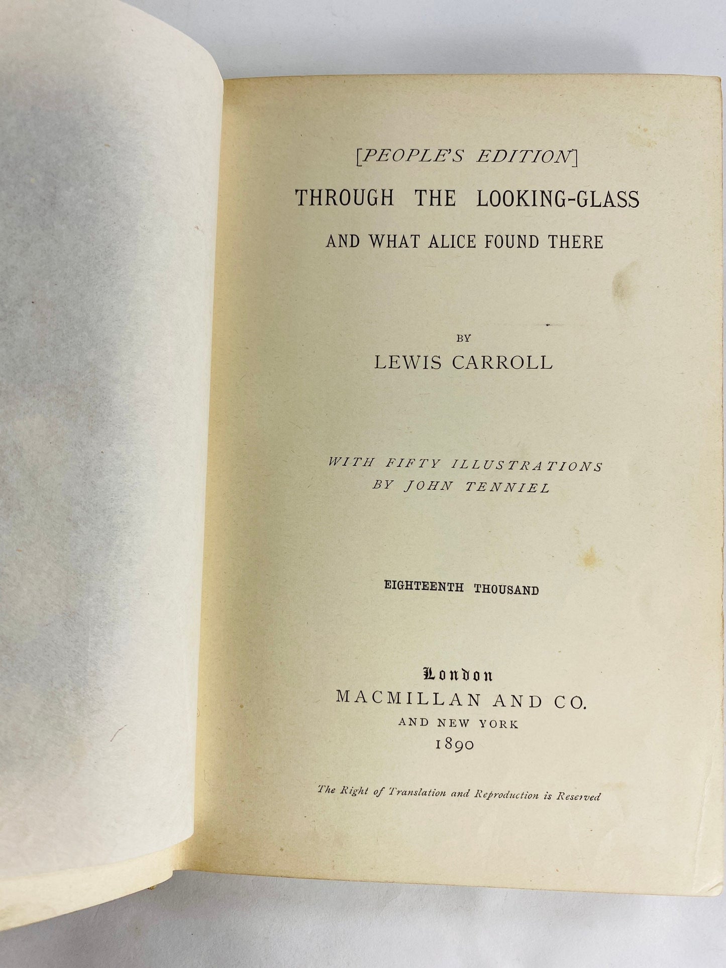 RARE 1890 Through the Looking-Glass by Lewis Carroll FIRST Edition 18,000 print Tenniel Frontis Alice’s Adventures in Wonderland Macmillan