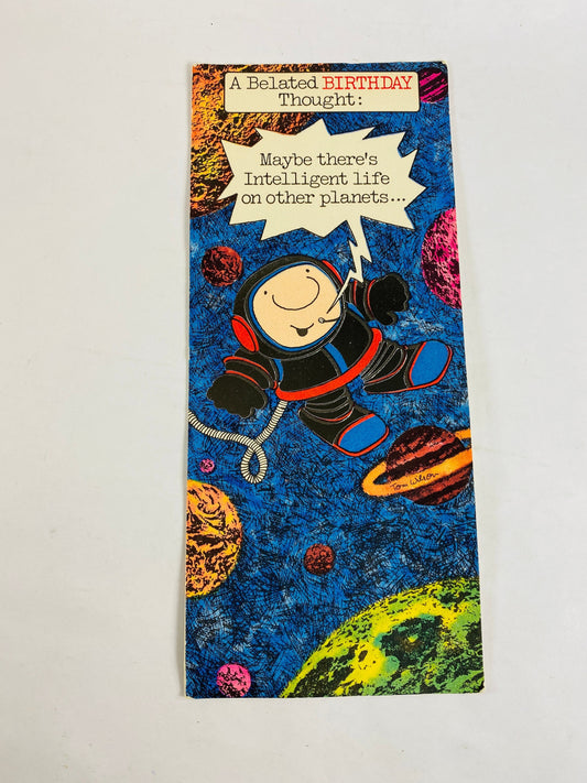 Vintage Ziggy birthday card Unused American Greetings circa 1978 Ziggy as astronaut in space, universe wishing belated birthday