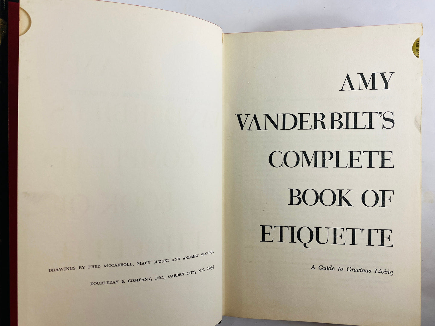 Andy Warhol illustrated! Amy Vanderbilt's Complete Book of Etiquette FIRST Edition SIGNED by Amy Vanderbilt! Vintage book circa 1954