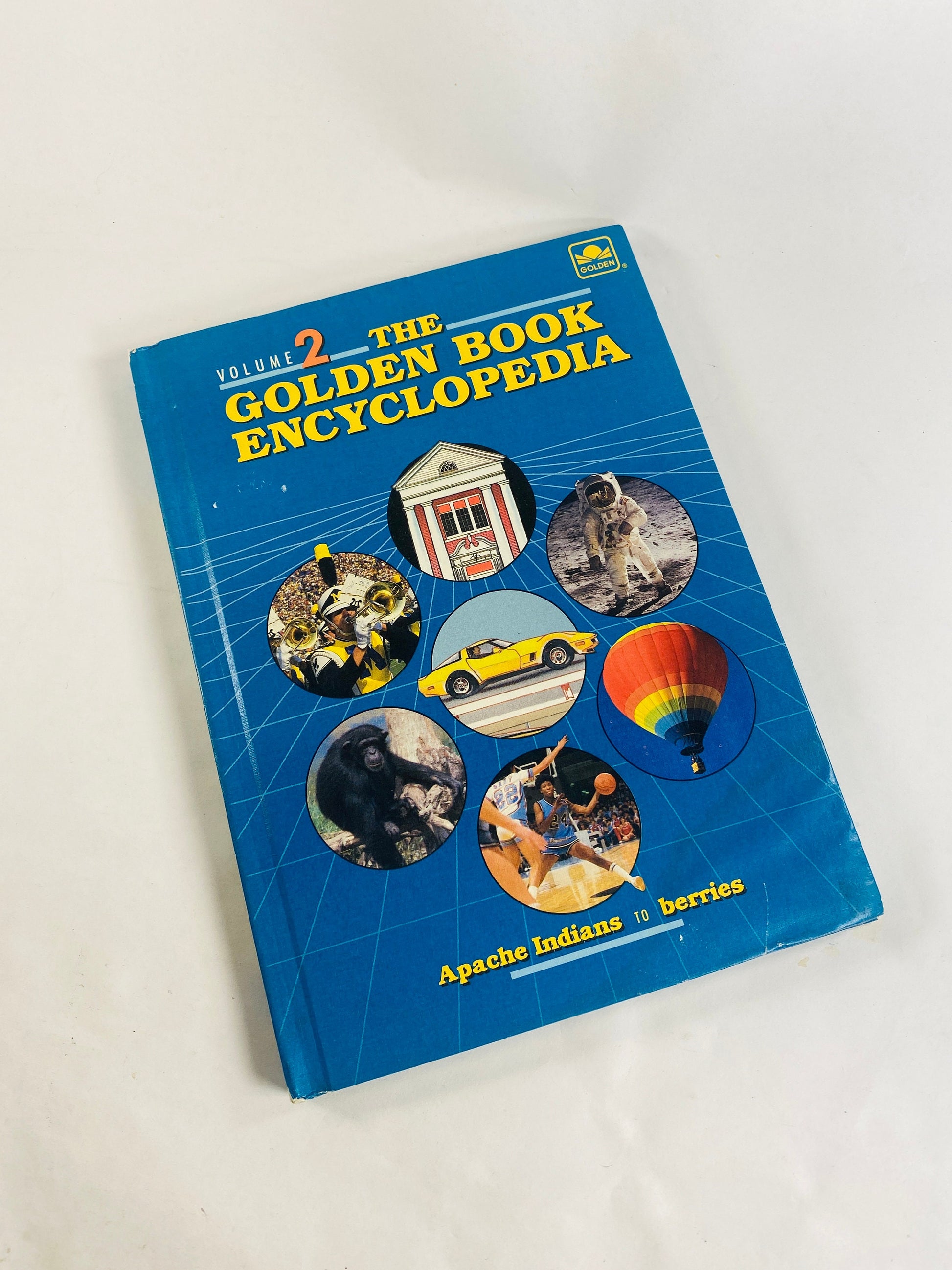 Golden Encyclopedia volume 2 circa 1988 vintage children's book Prop staging home decor gift