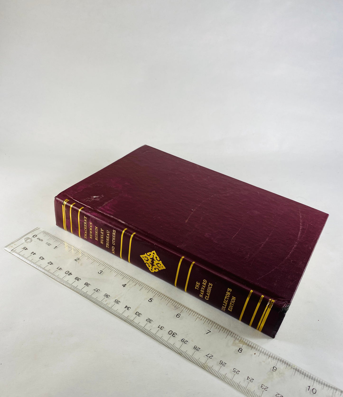 Thoreau Thackeray Ruskin vintage Harvard Classics book philosophy maroon red with 22kt gold gilded lettering gift Newman Huxley