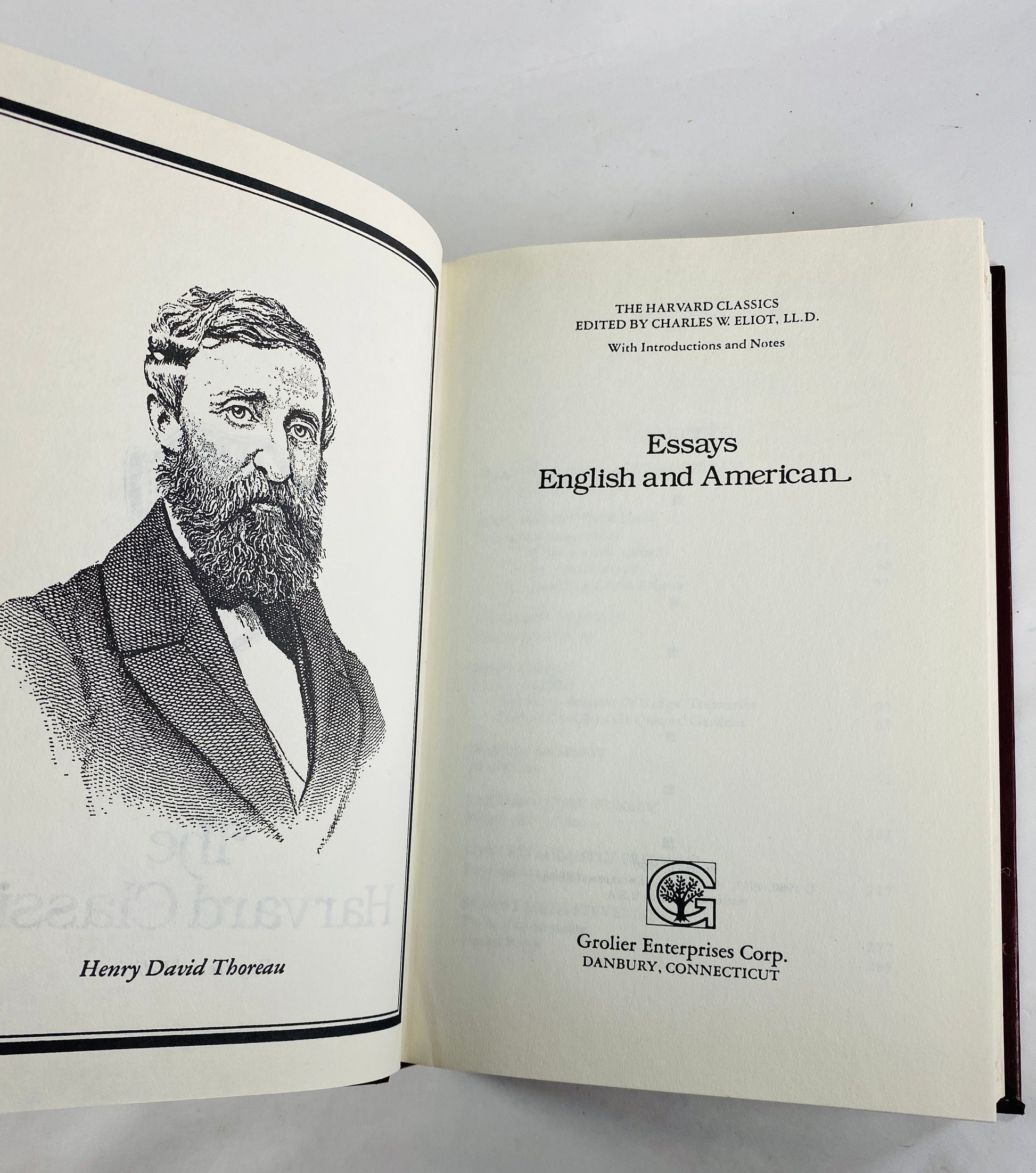 Thoreau Thackeray Ruskin vintage Harvard Classics book philosophy maroon red with 22kt gold gilded lettering gift Newman Huxley