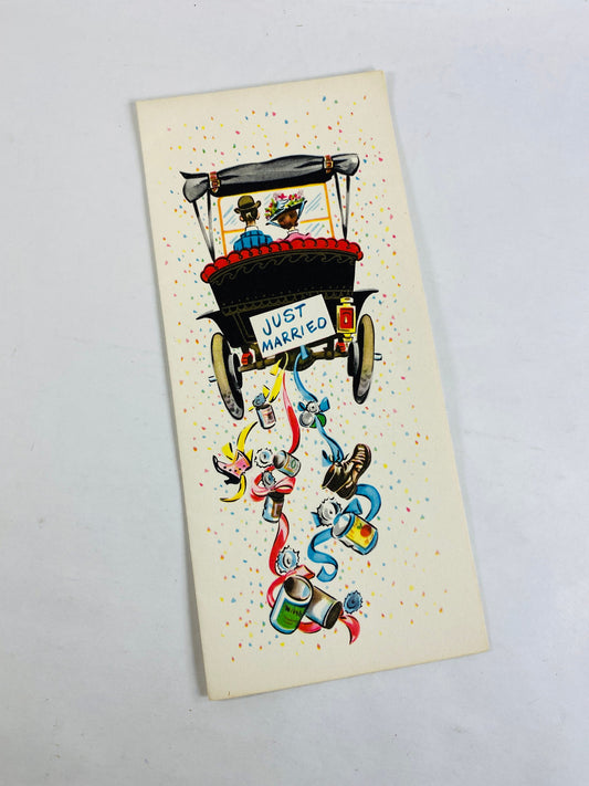 1948 Vintage Just Married card Congratulations wedding Sunshine Unused card nuptuals celebrating couple USA