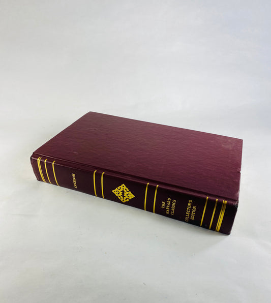 Emerson vintage Harvard Classics book philosophy maroon red Man the Reformer, Self-reliance, compensation, Politics, Nature, Beauty Worship