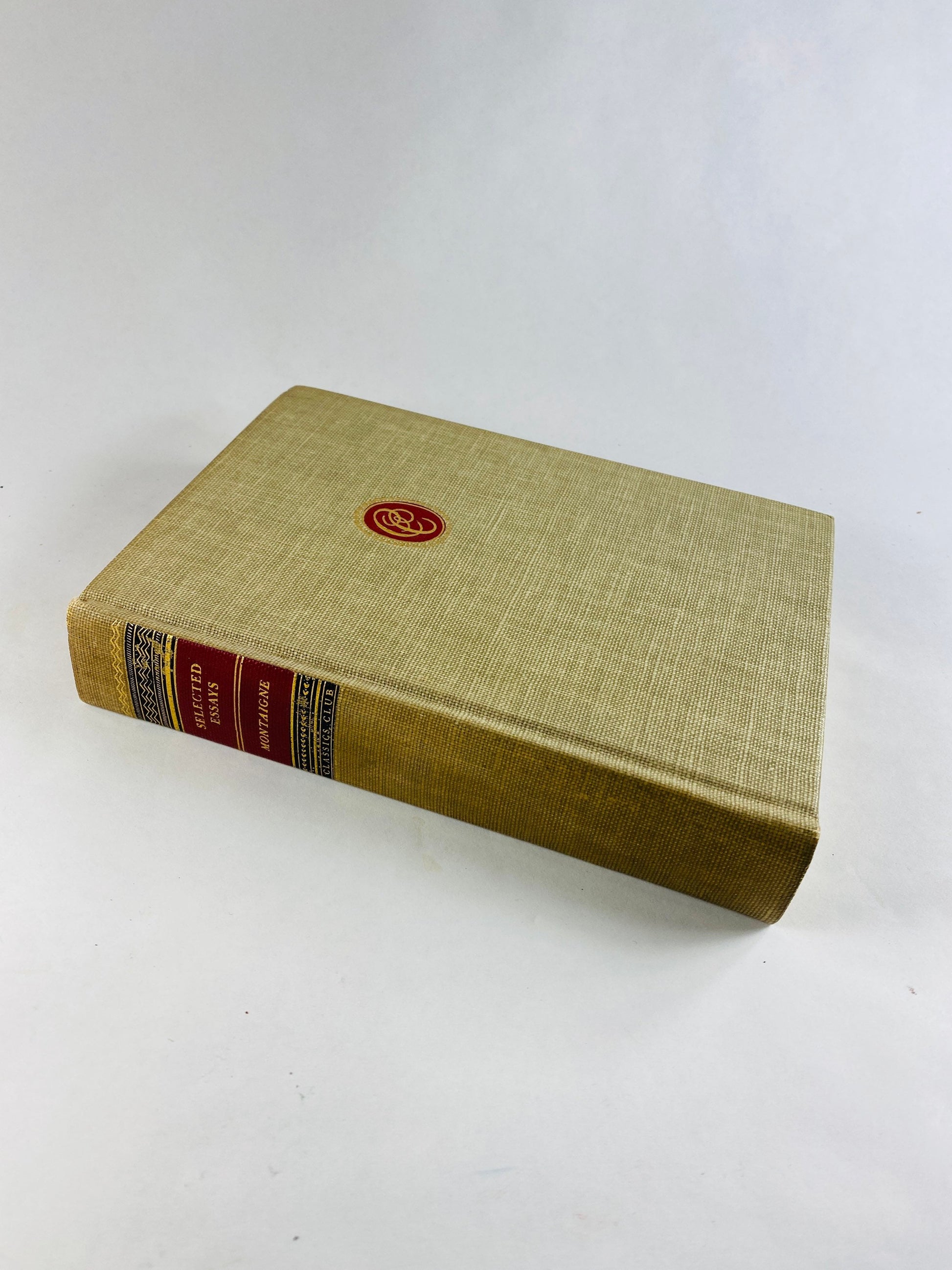 Browning Defoe Thackeray Bacon Montaigne vintage book circa 1942 beige cloth decor gift poetry literature