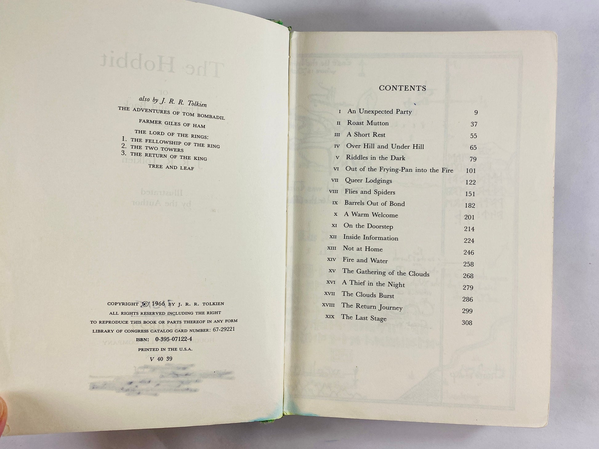 Hobbit or There and Back Again by JRR Tolkien vintage book with dust jacket Third Edition 39th printing Science fiction Lord of the Rings