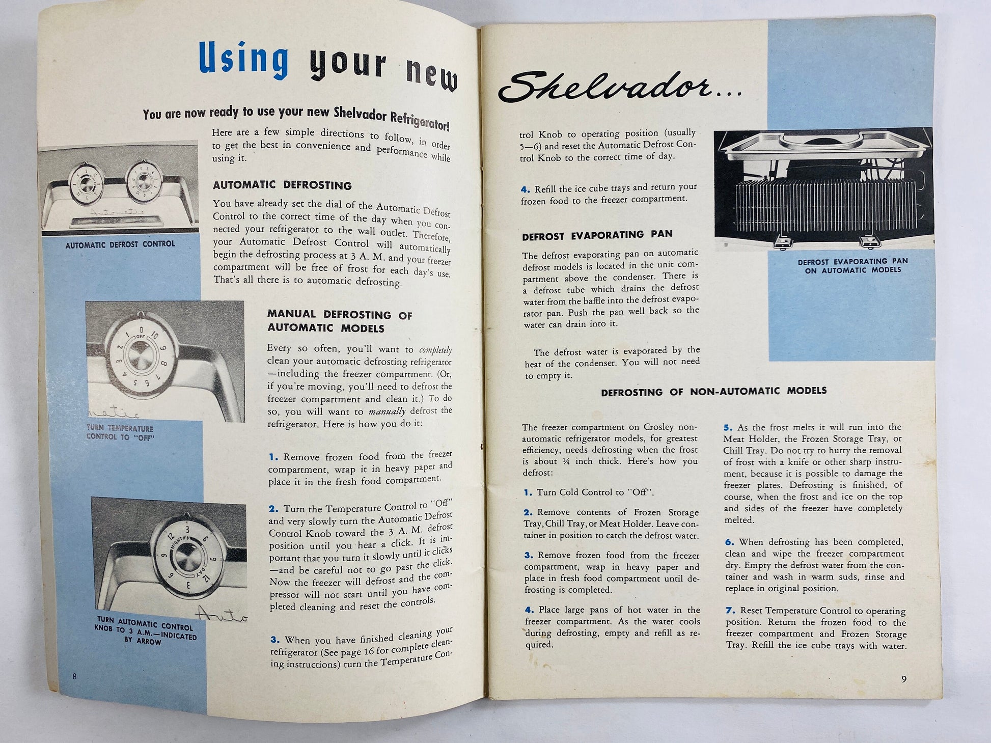 Crosley Shelvador vintage electric refridgerator Owners Manual circa 1961. Retro kitchen collectible Dayton Ohio