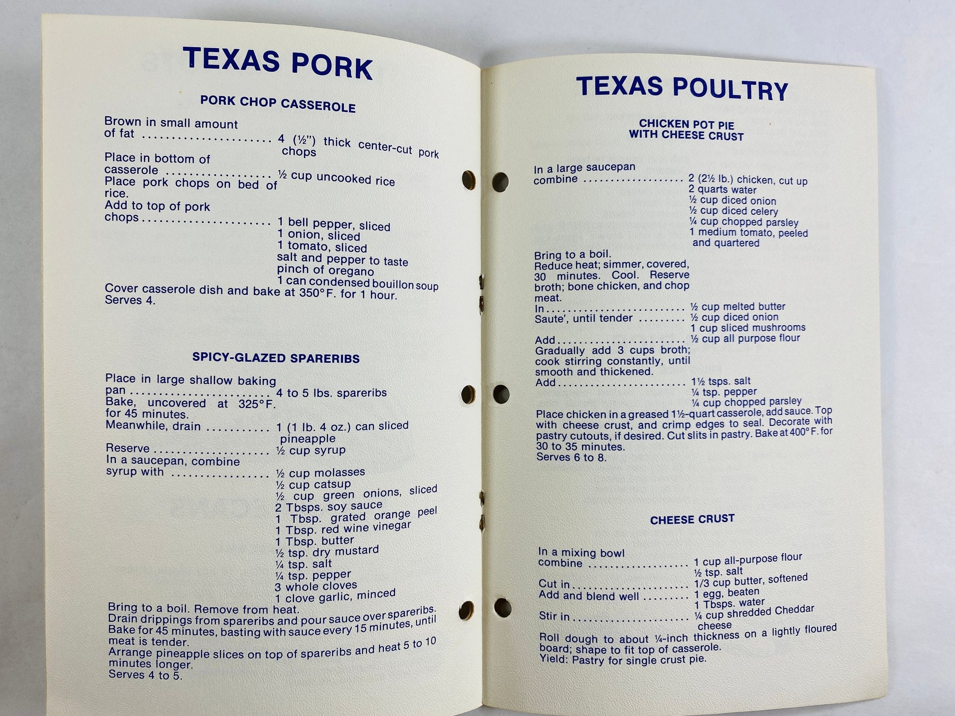 Texas Recipes & Agricultural Products vintage cookbook booklet Chuck Wagon Chili, Milk Punches, Date Bars, Pecan Cheese Ball, Spareribs