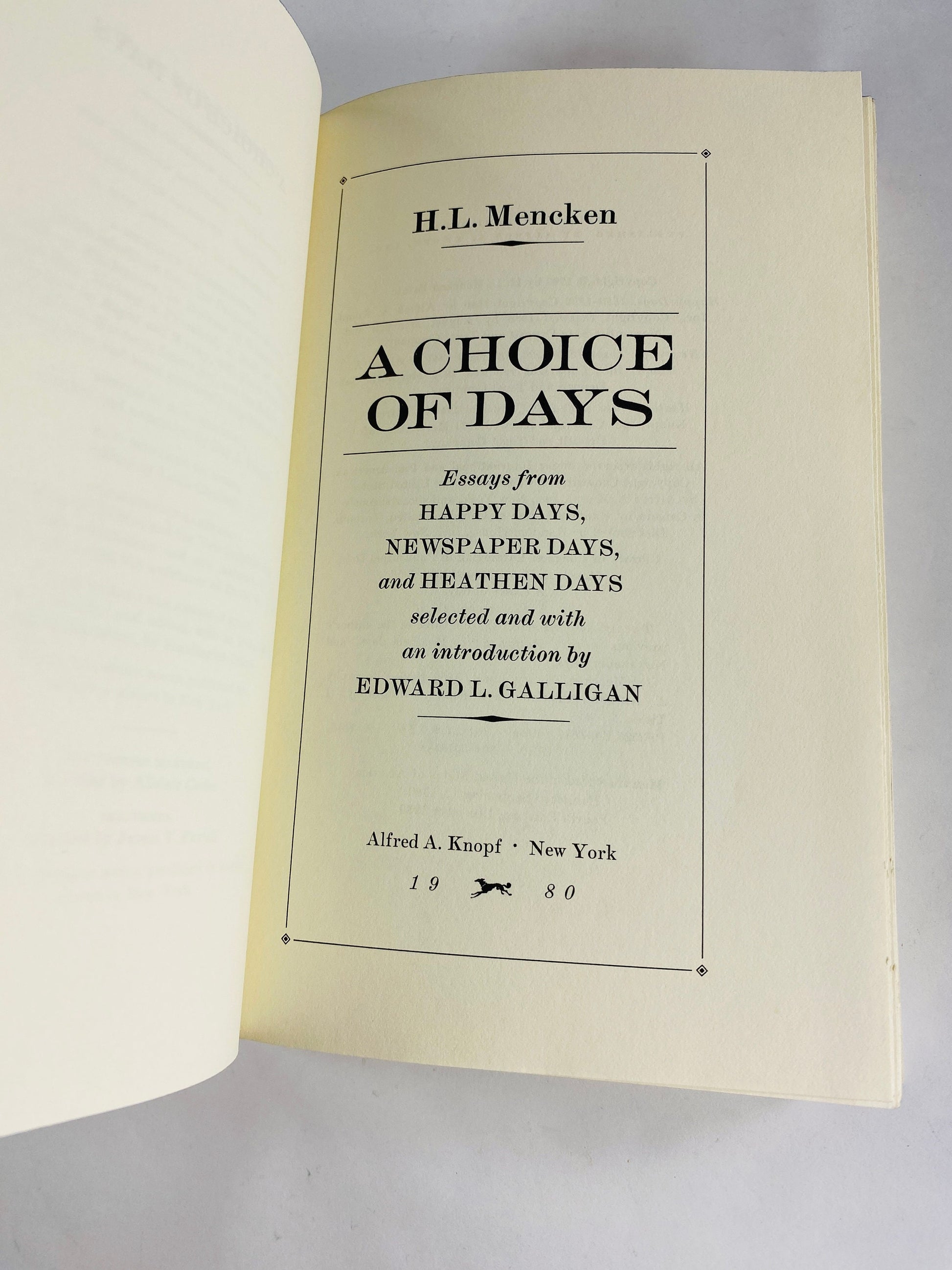 1956 HL Mencken Choice of Days vintage book of autobiographical works in one volume linguistic literature home decor Prop staging