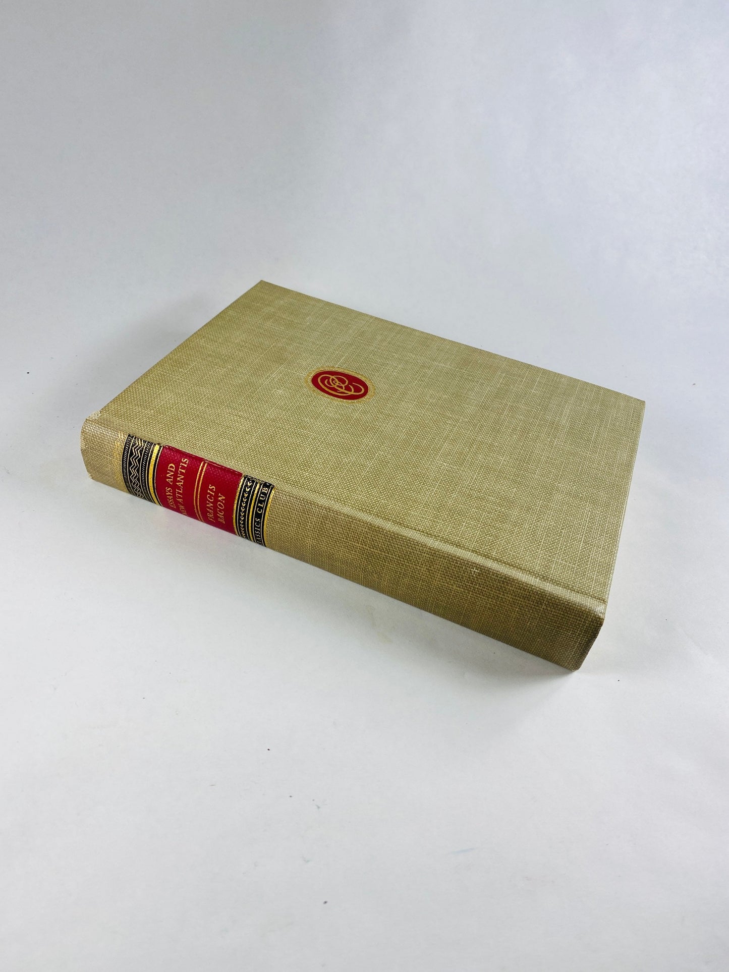 Browning Defoe Thackeray Bacon Montaigne vintage book circa 1942 beige cloth decor gift poetry literature