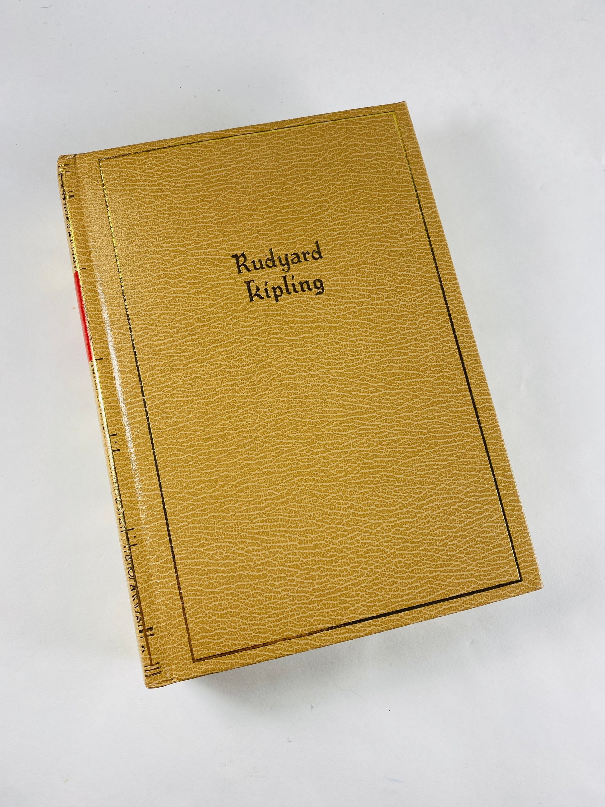 1958 Vintage book Nathaniel Hawthorne Kipling Maupassant Haggard Robert Louis Stevenson gold leaf Beige home decor