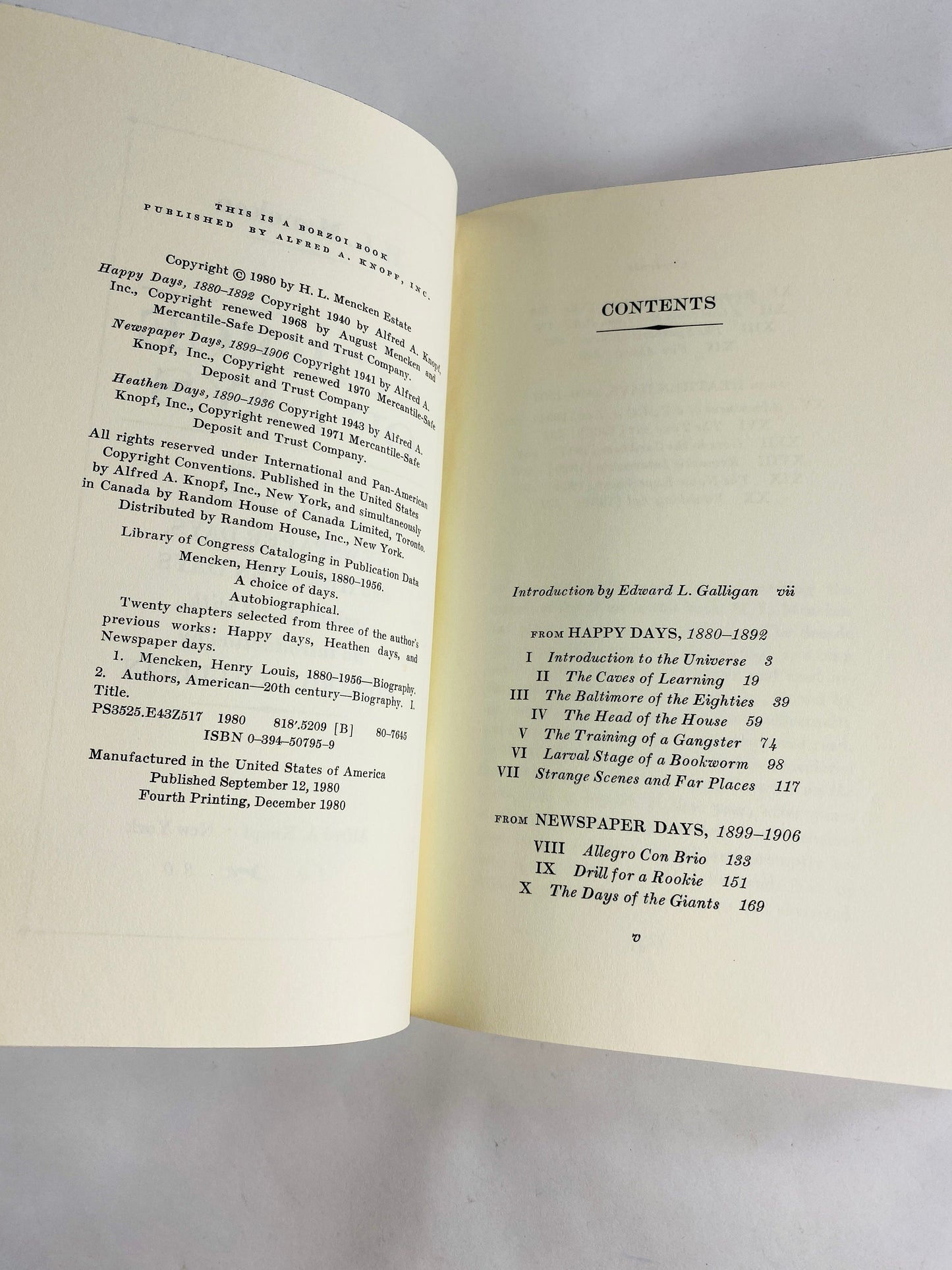 1956 HL Mencken Choice of Days vintage book of autobiographical works in one volume linguistic literature home decor Prop staging