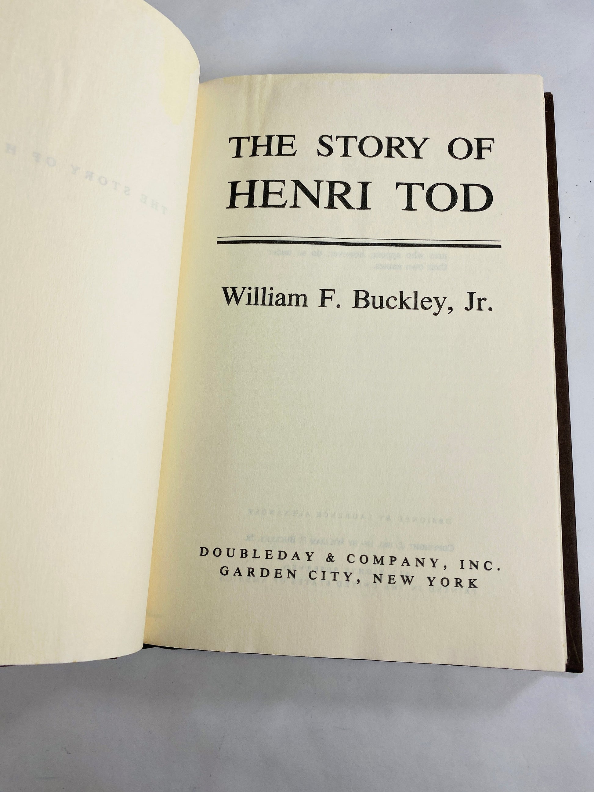 Story of Henri Tod by William F Buckley vintage book circa 1984 set in East Germany. Brown bookshelf decor