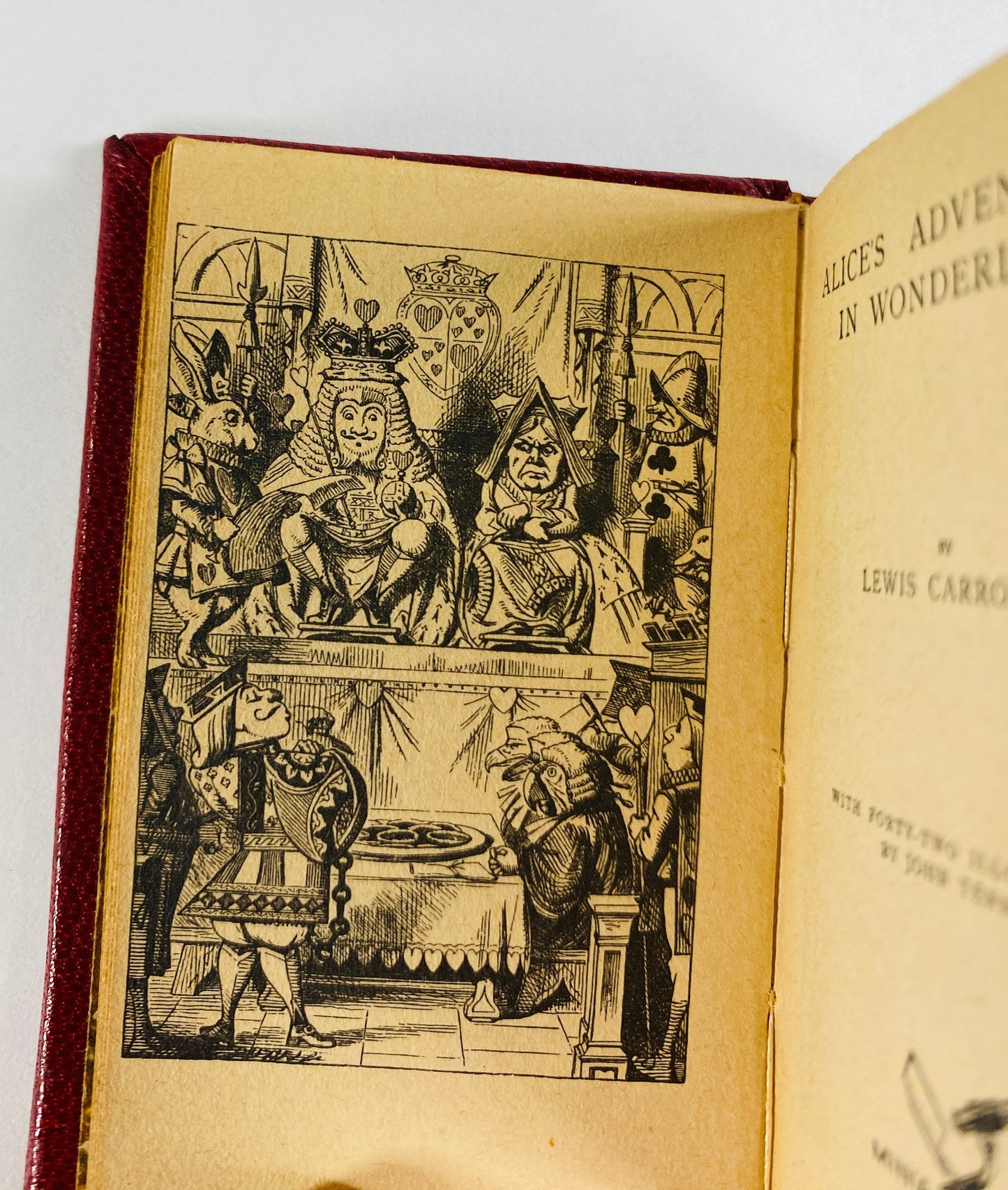 Lewis Carroll Alice's Adventures in Wonderland & Through the Looking Glass vintage Miniature leather book set John Tenniel Minia Press