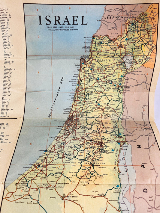 1975 Map of Israel tourist brochure issued by Ministry of Tourism Perfect for Framing! Vintage travel pamphlet global advertising decor