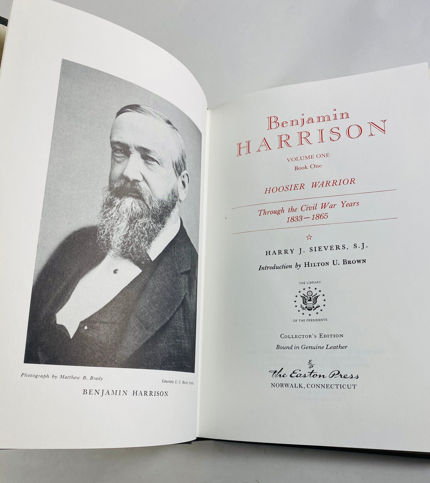 1960 Benjamin Harrison vintage Easton Press book by Hoosier Warrier US President GORGEOUS brown leather, gold History Father's Day gift