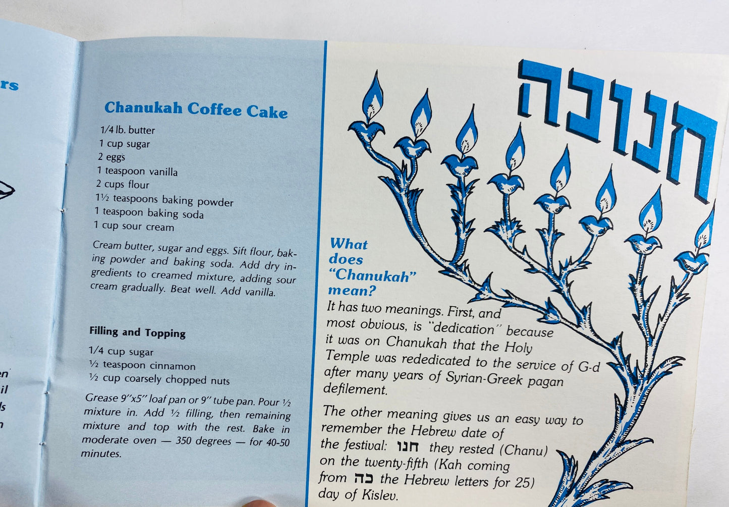 Chanukah Family Almanac vintage Israel Orphans Home booklet circa 1975 Traditions and recipes for the Jewish Home includes Hebrew prayers