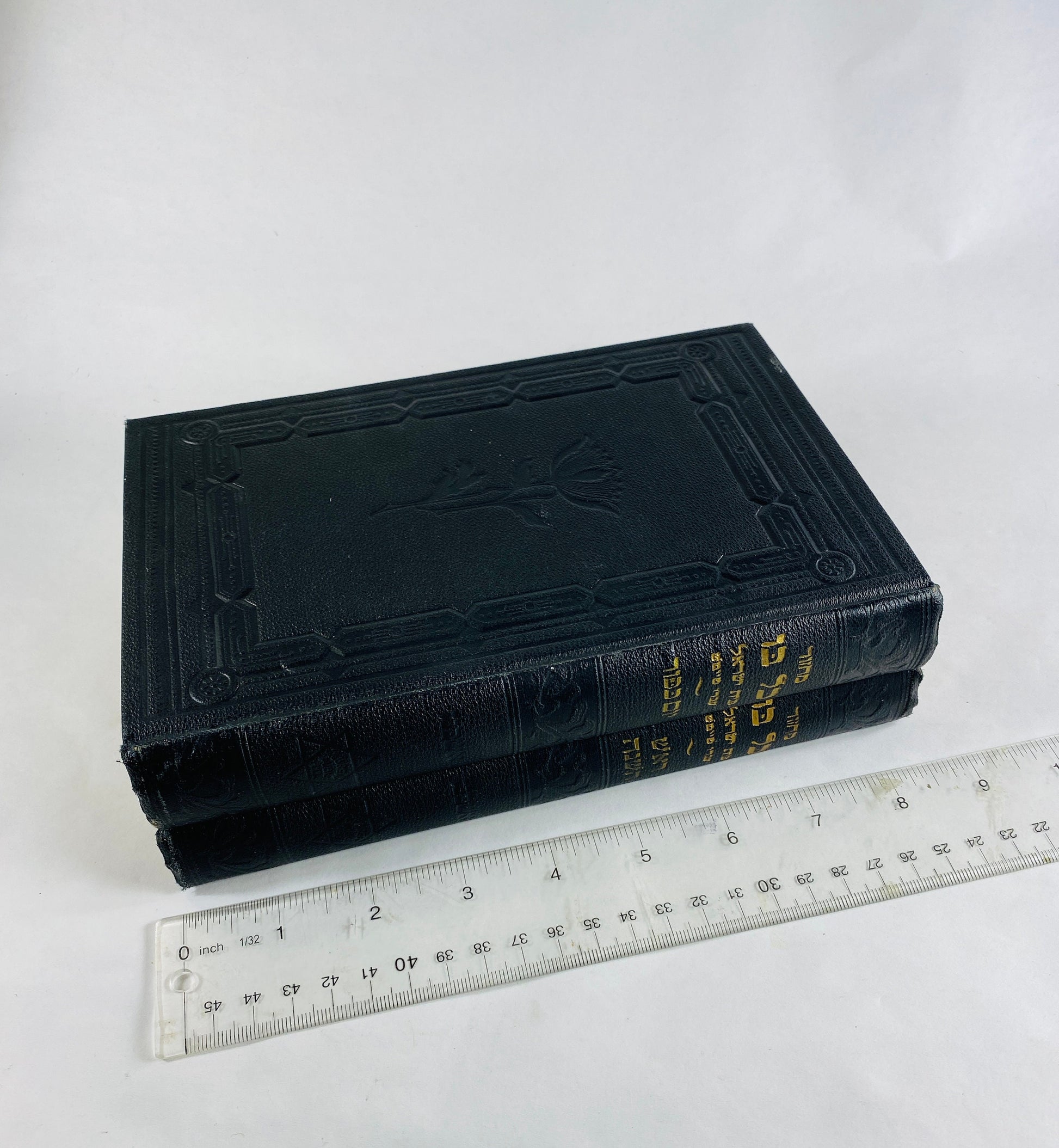 Antique Hebrew book set Publishing Company Shas Commentary on Parables circa 1916 vintage book lot Jewish prayers Black decor