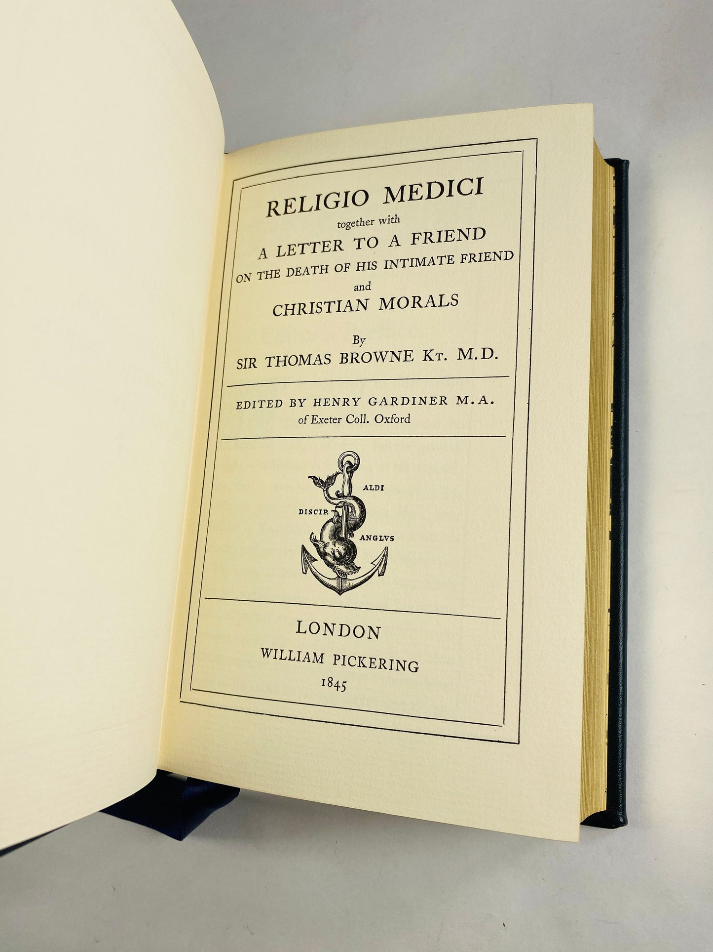 Religio Medici vintage leather book by Thomas Browne Human Surgery Medicine Physician. Doctor gift. Office decor.