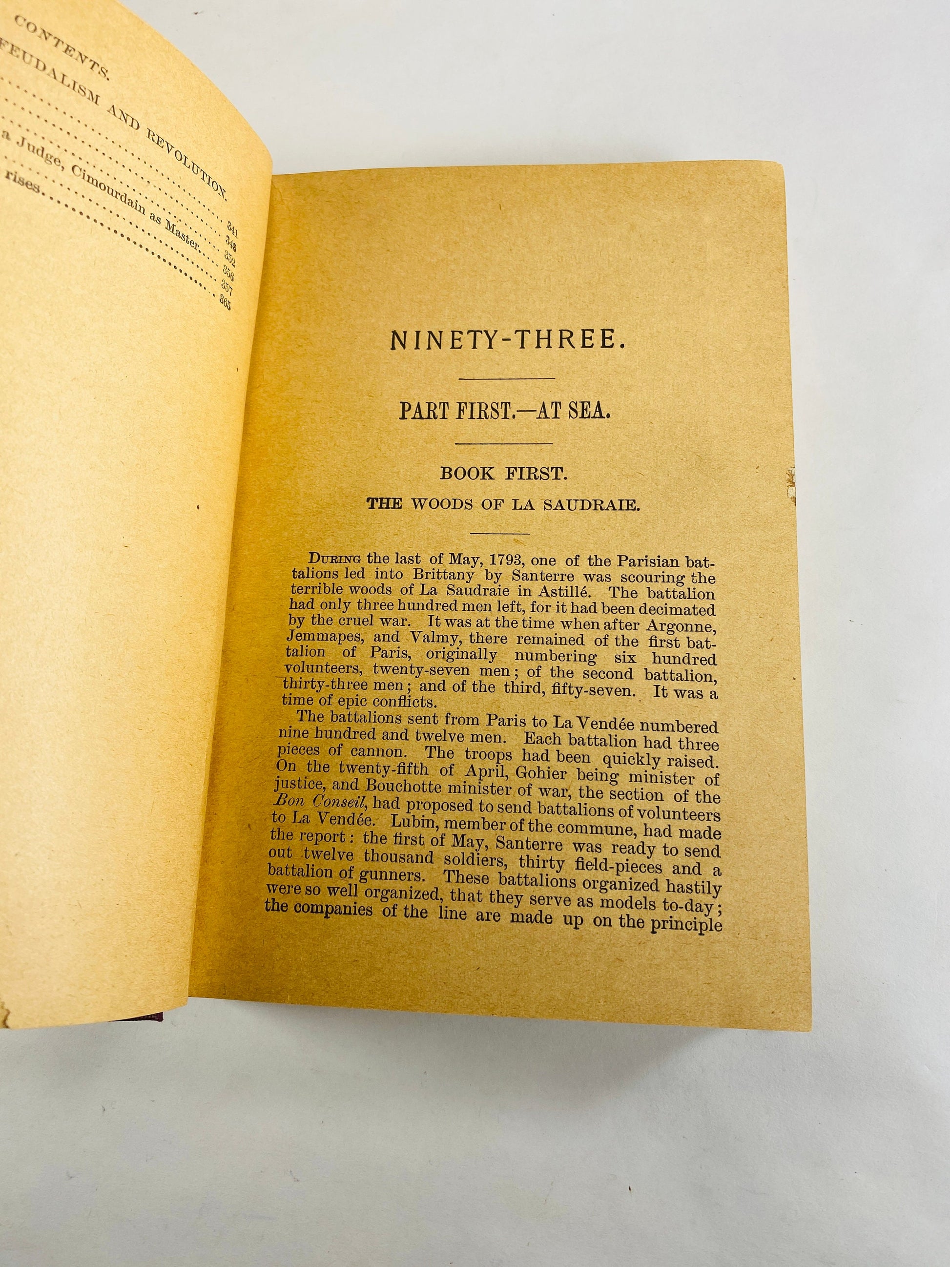 1900 Ninety-Three by Victor Hugo vintage book EARLY American PRINTING AL Burt Red home bookshelf decor. Fragile pages, poor condition