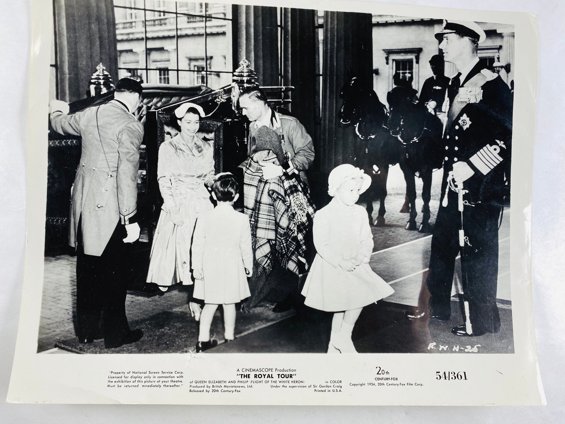 1954 Royal Tour Queen Elizabeth Prince Philip Press Litho Photo Scene still Hollywood movie memorabilia Vintage Van Heflin Charles Laughton
