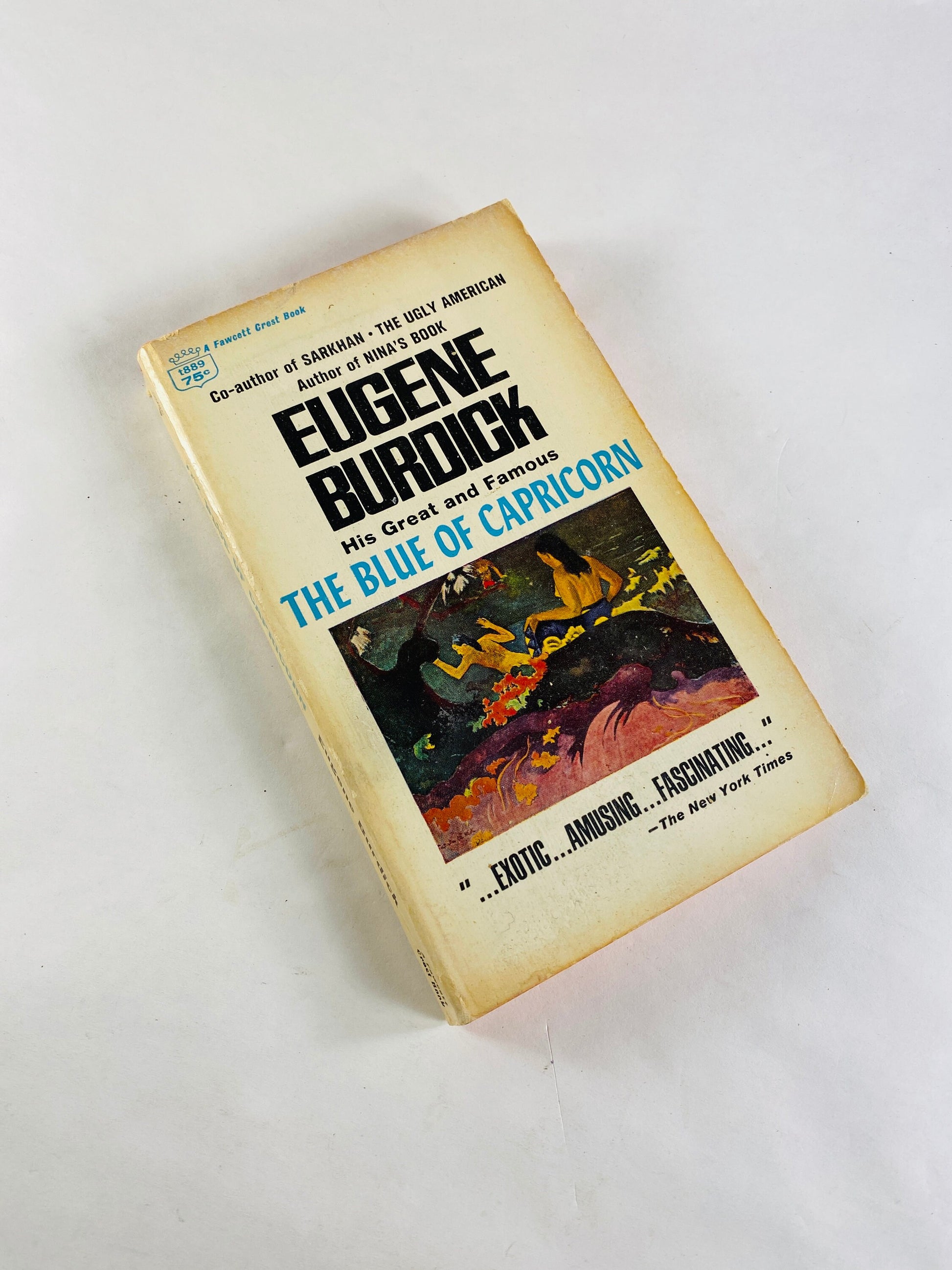 Blue of Capricorn vintage paperback book by Eugene Burdick circa 1961 stories of men of all races who fought and loved in ocean's reflection